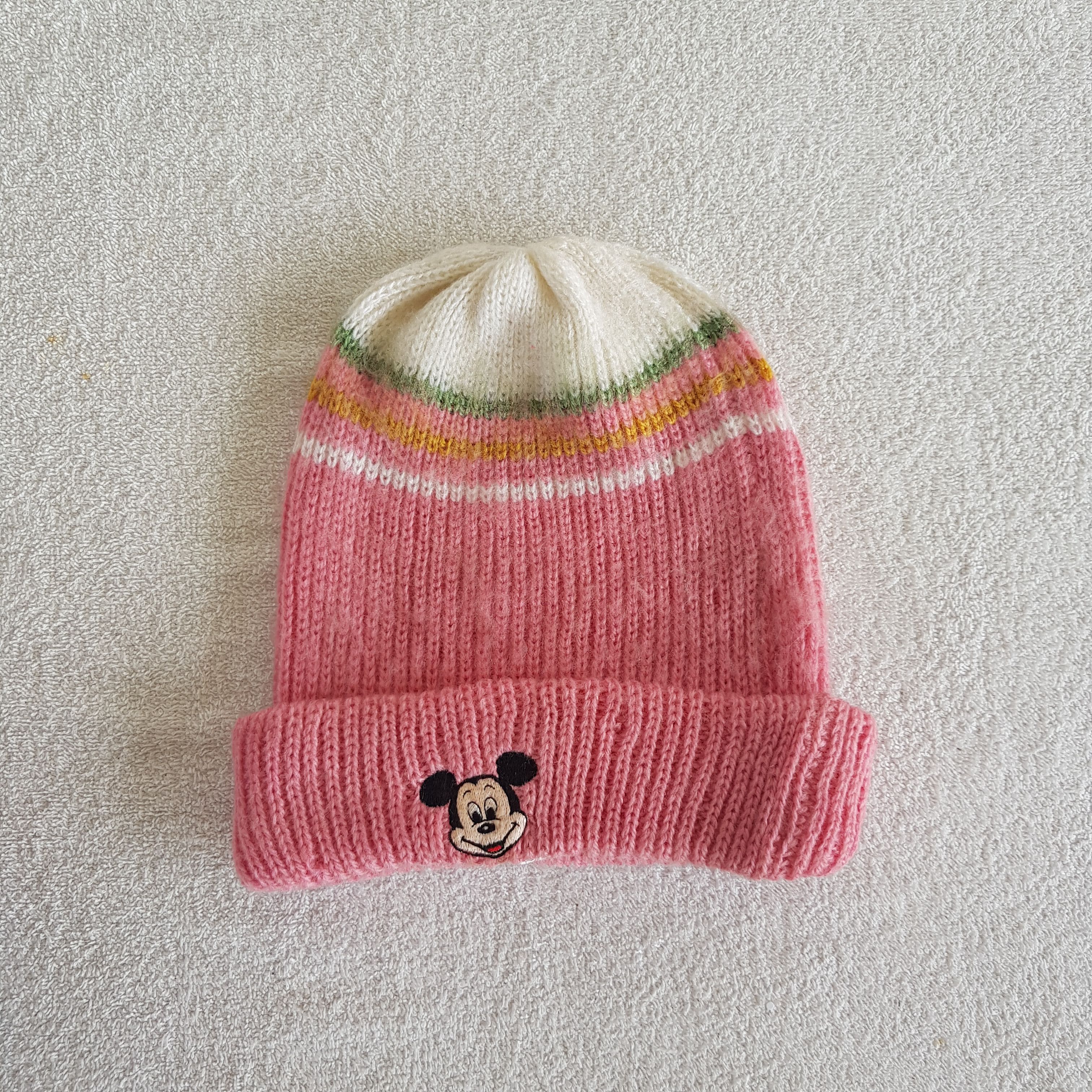 Disney Vintage 80s Mickey Mouse Beanie Ribbed Knit Snow Caps Hats. Size ONE SIZE - 5 Thumbnail