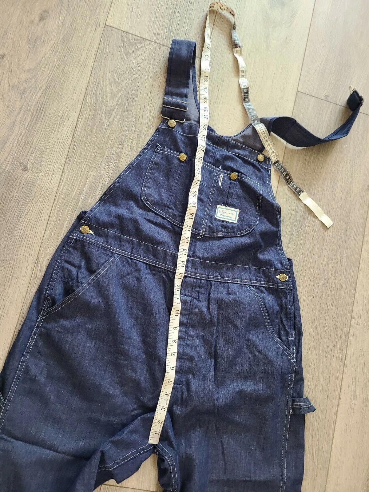 Designer Vintage Sears Overalls Work Pants Dark Bibs 1960's union Size ONE SIZE - 6 Thumbnail