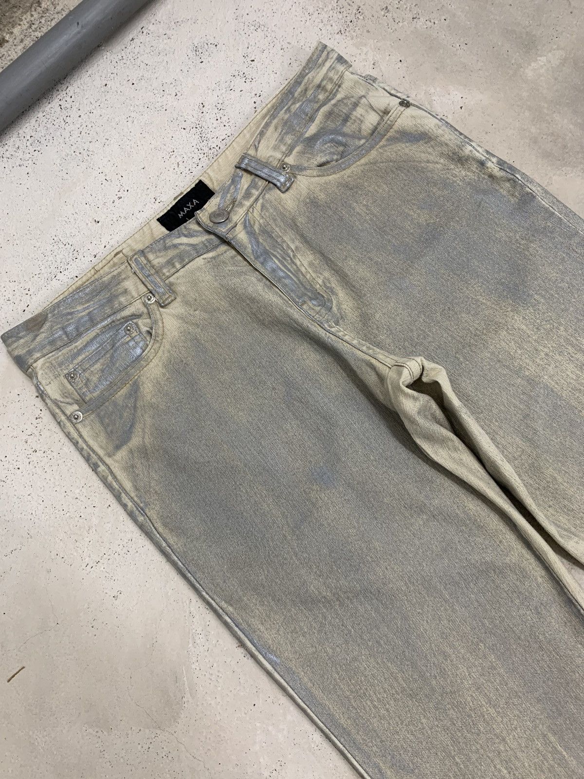 Designer × Taverniti Maxia Grey Coated Junya Style Flare Denim Size US 28 / EU 44 - 3 Thumbnail