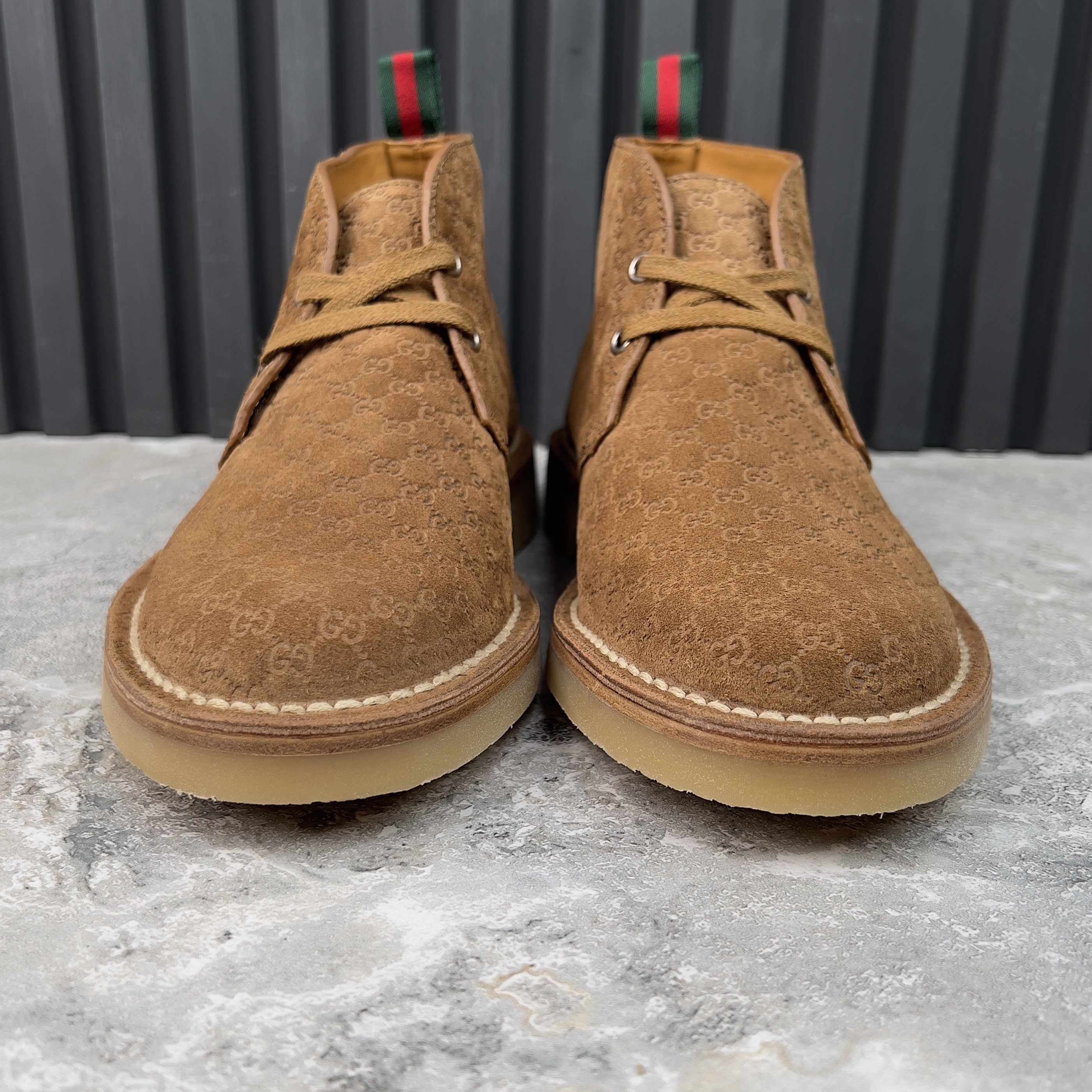 Gucci NEW Moreau Web GG Signature Desert Boots Camel Brown Suede Size US 8 / EU 41 - 4 Thumbnail