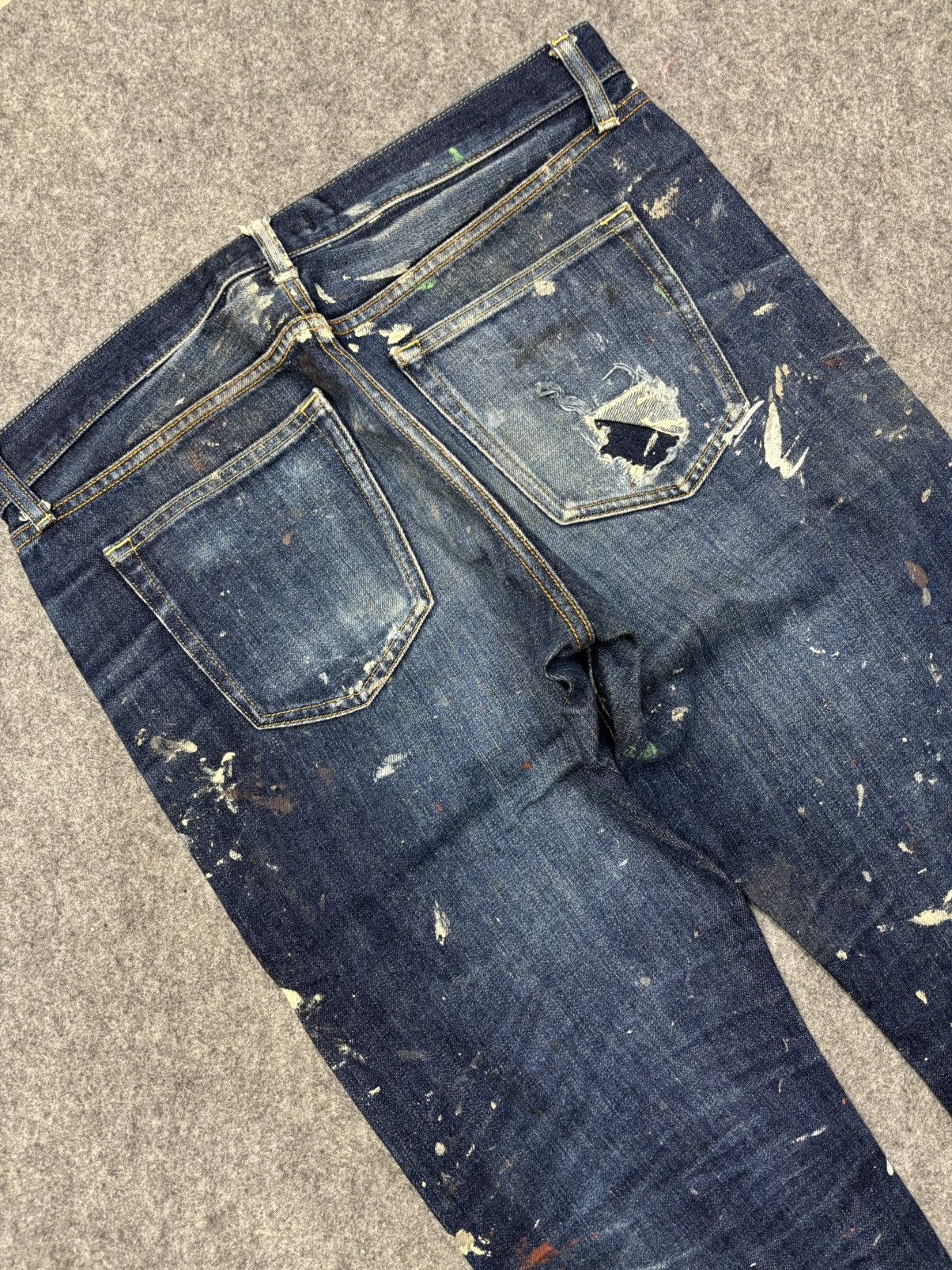 Japanese Brand 💥ART💥Uniqlo Japan Heavy Paint Splatter Selvedge Denim F673 Size US 34 / EU 50 - 19 Thumbnail