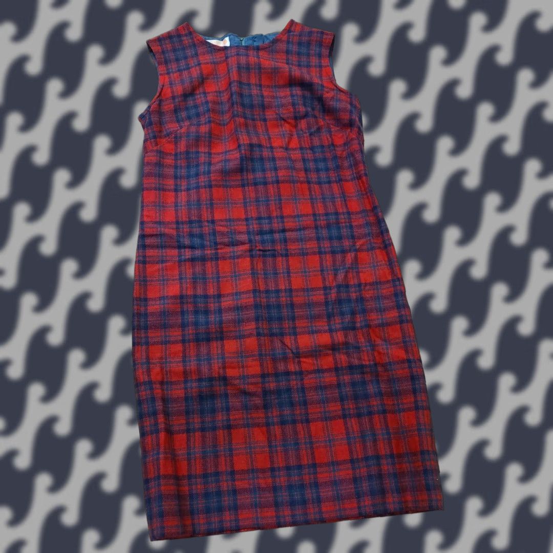 Pendleton VINTAGE Pendleton Jumper Dress Sleeveless Plaid Red Womens 10 Wool Knit Knee Length Square Neck 70s Holiday Casual Party/Cocktail Women Size L / US 10 / IT 46 - 1 Thumbnail