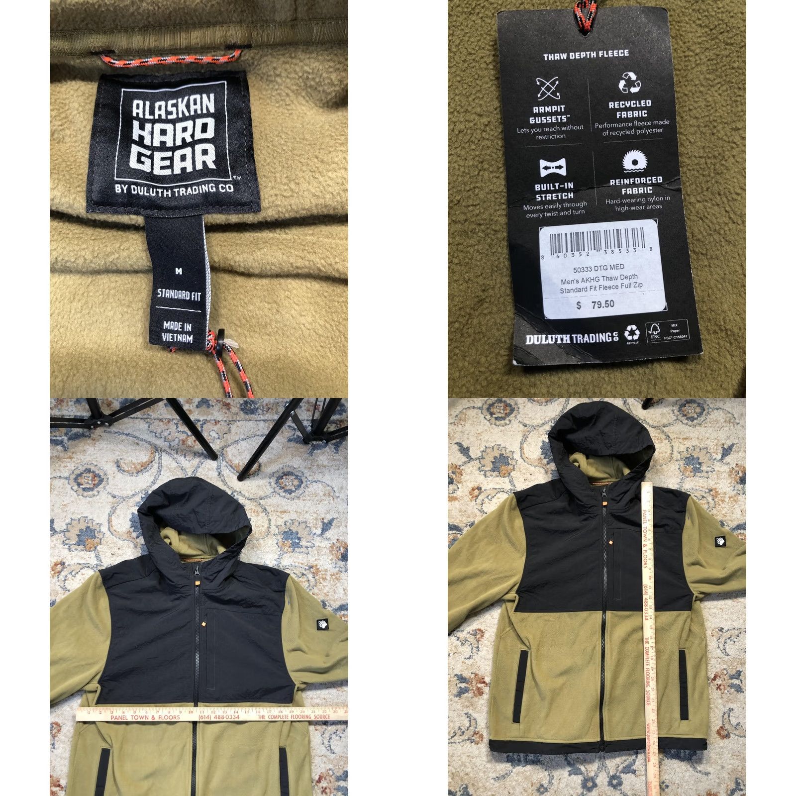 Duluth Trading Company Duluth Trading Co AKHG Thaw Depth Fleece Jacket Mens Medium Green Black Hooded Size US M / EU 48-50 / 2 - 8 Thumbnail