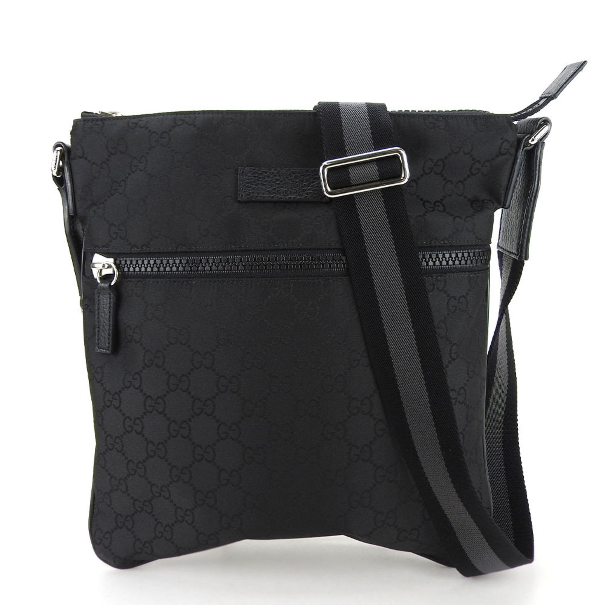 image of Gucci Shoulder Bag 449184 GG Nylon Leather Black Women Men Gucci