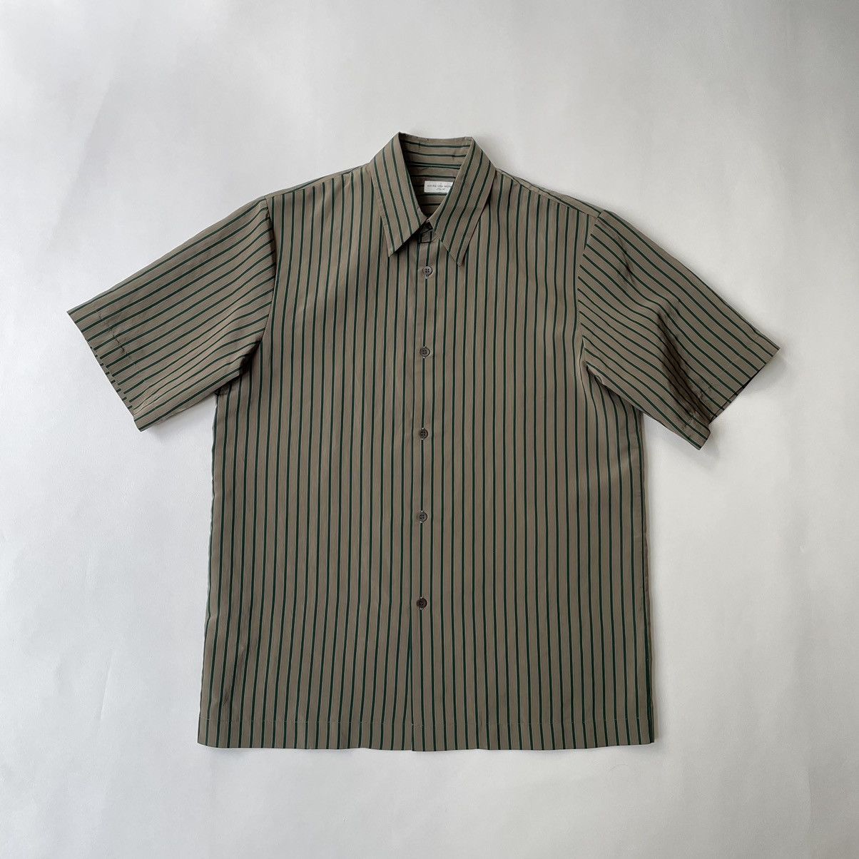 image of Dries Van Noten Olive / Green Striped Nylon Shirt, Men's (Size Small)