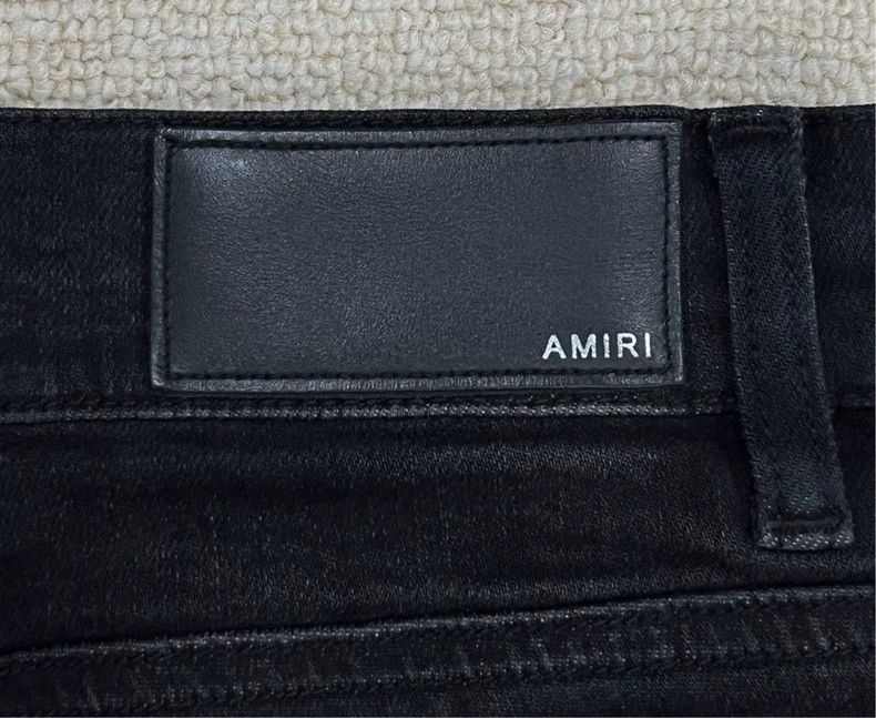 Amiri AmiriBlack water ripples destroy knife cut leather brand de Size US 31 - 5 Thumbnail
