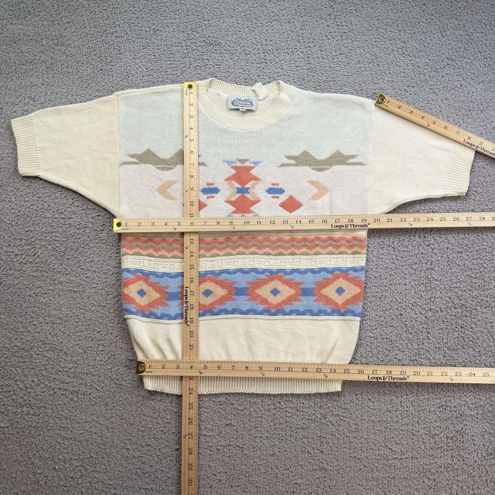 Other Vintage 90s Southwestern Aztec Knit Sweater Top Cream M Size M / US 6-8 / IT 42-44 - 3 Thumbnail