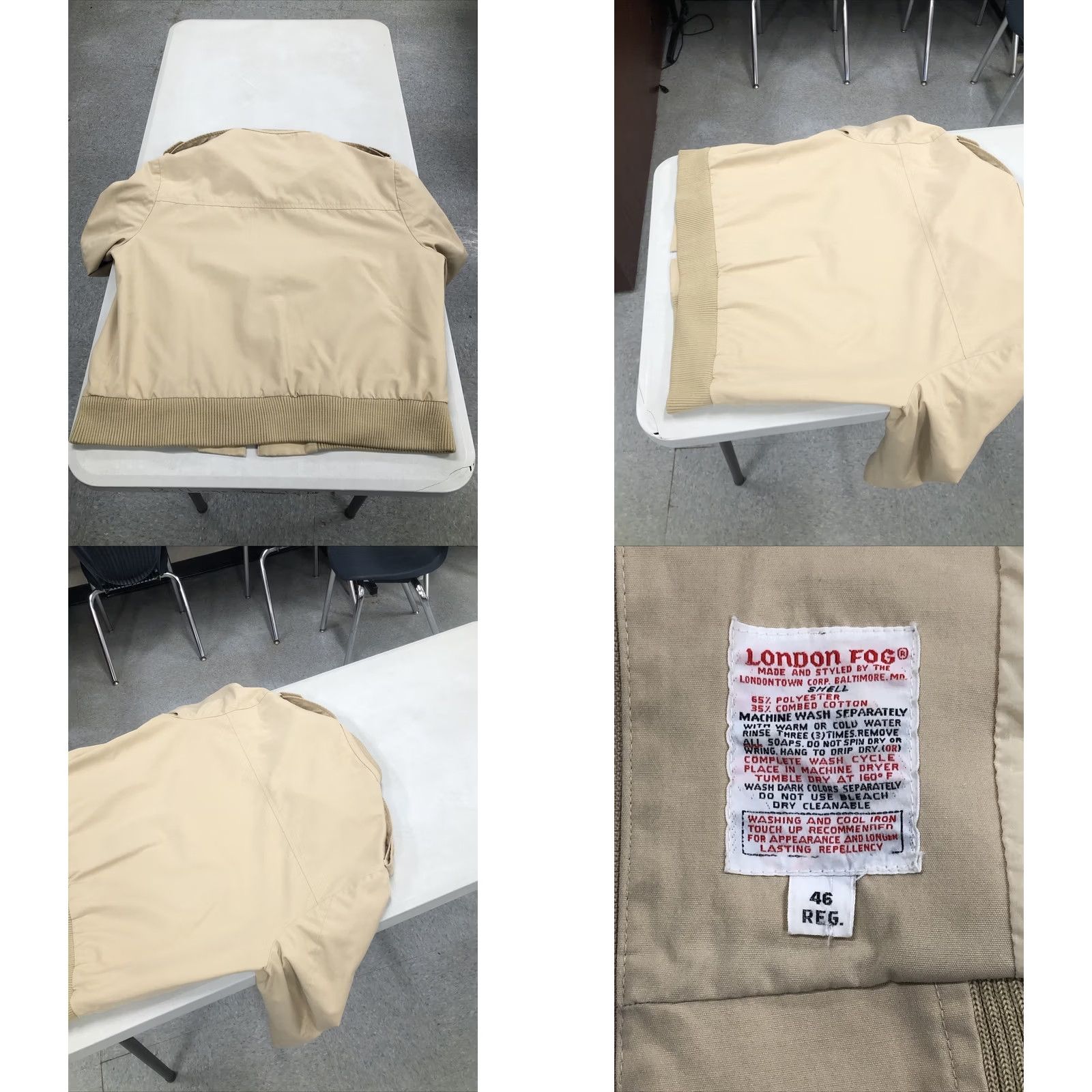 London Fog VINTAGE London Fog Members Only Jacket Travel Coat 46 Reg Tan/Beige Cotton Polyester Zip Solid Bomber Jacket Men Regular Spring Winter Fall Mens Size US S / EU 44-46 / 1 - 8 Thumbnail