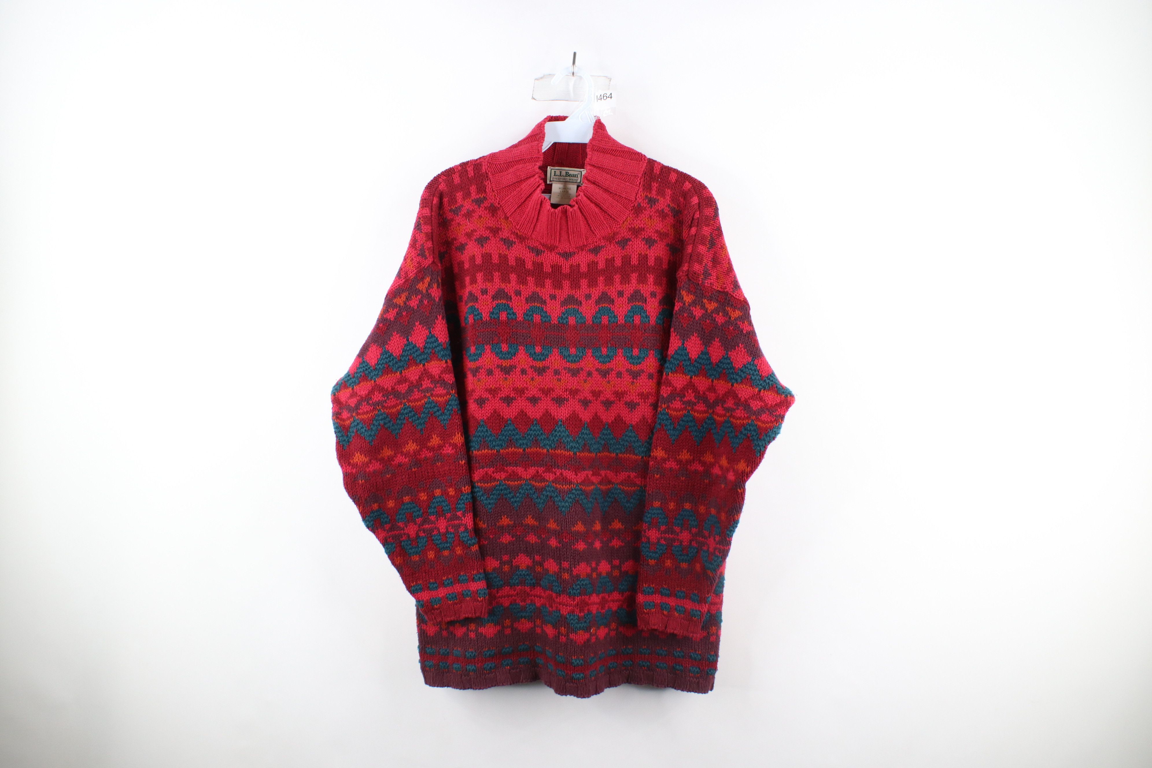 Vintage 90s LL Bean Style Rainbow Fair Isle Knit Sweater USA