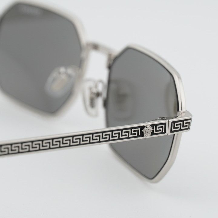 Versace Versace VE2297 1000/6G Sunglasses Silver Rectangle Frame Size ONE SIZE - 5 Thumbnail
