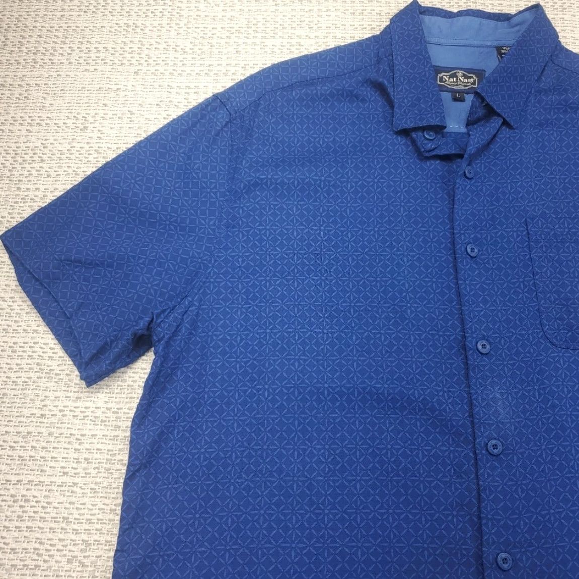 Nat Nast VINTAGE Nat Nast Shirt Mens L Silk Blend Short Sleeve Casual Hawaiiian Beach Hawaiian Retro Geometric Button-Up Mens Times Size US L / EU 52-54 / 3 - 3 Thumbnail