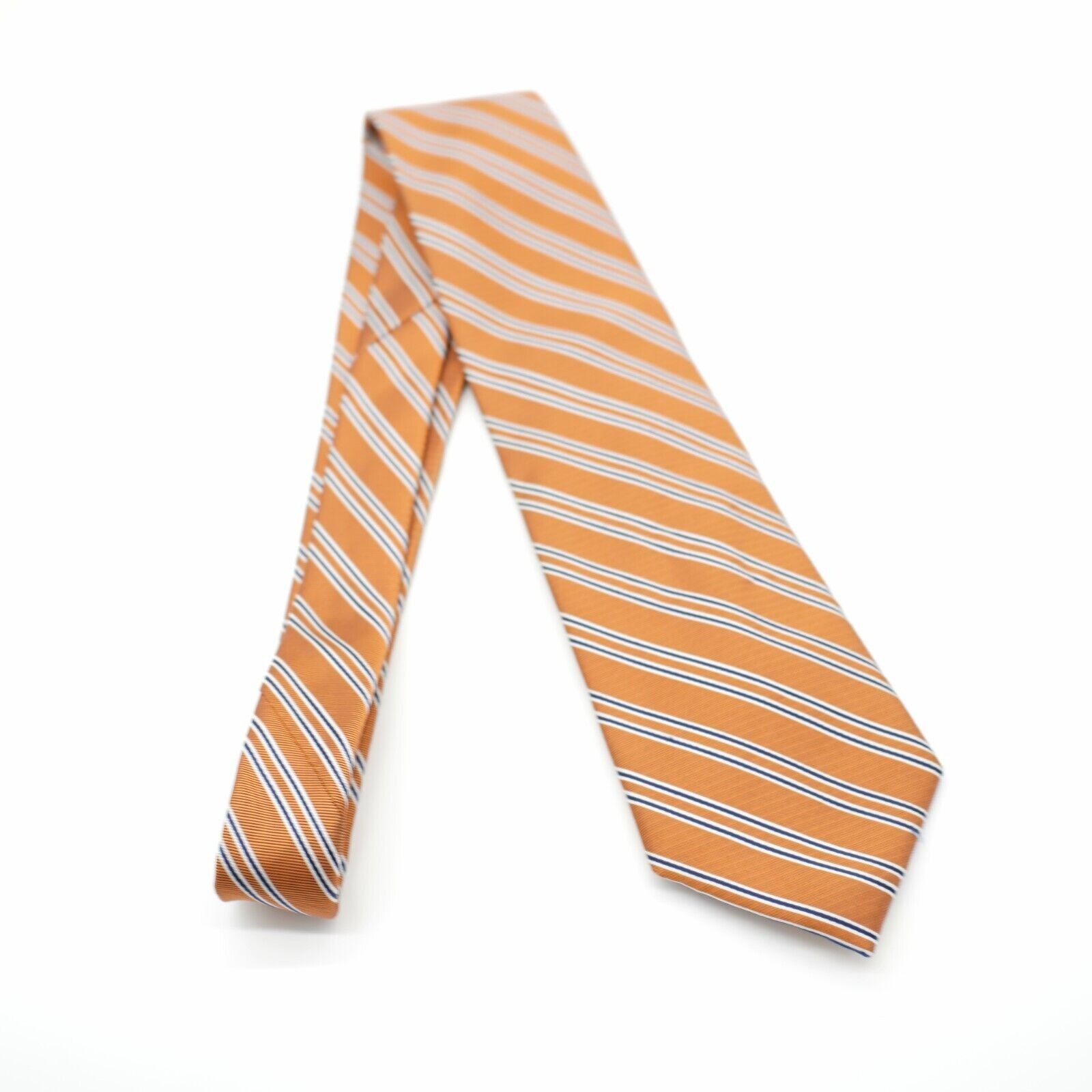 Jos. A. Bank Jos A Bank Executive Orange Blue Striped Woven Silk Tie Size ONE SIZE - 6 Thumbnail