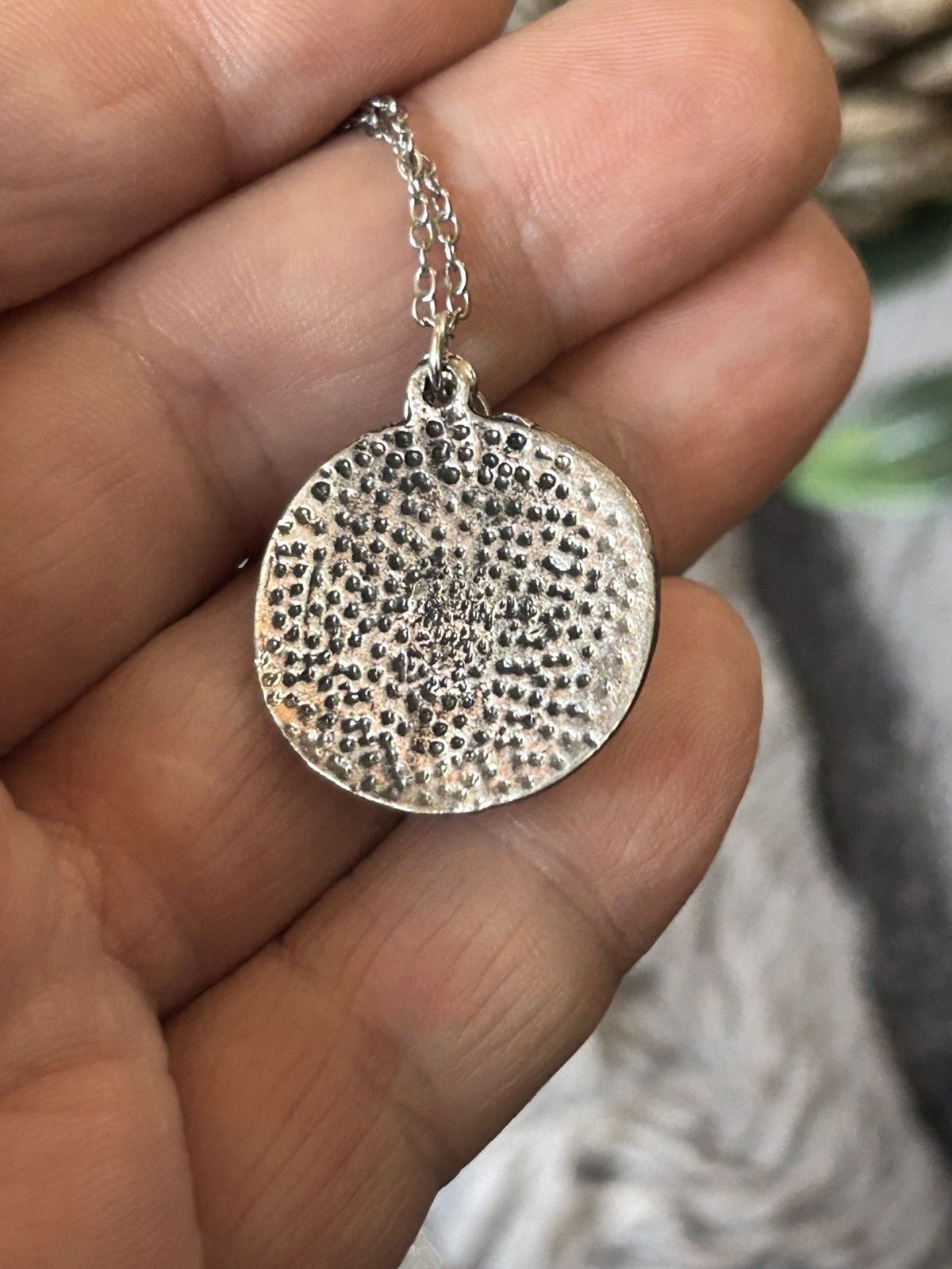 Handmade Handcrafted vintage woven disc stone pendant necklace Size ONE SIZE - 7 Thumbnail