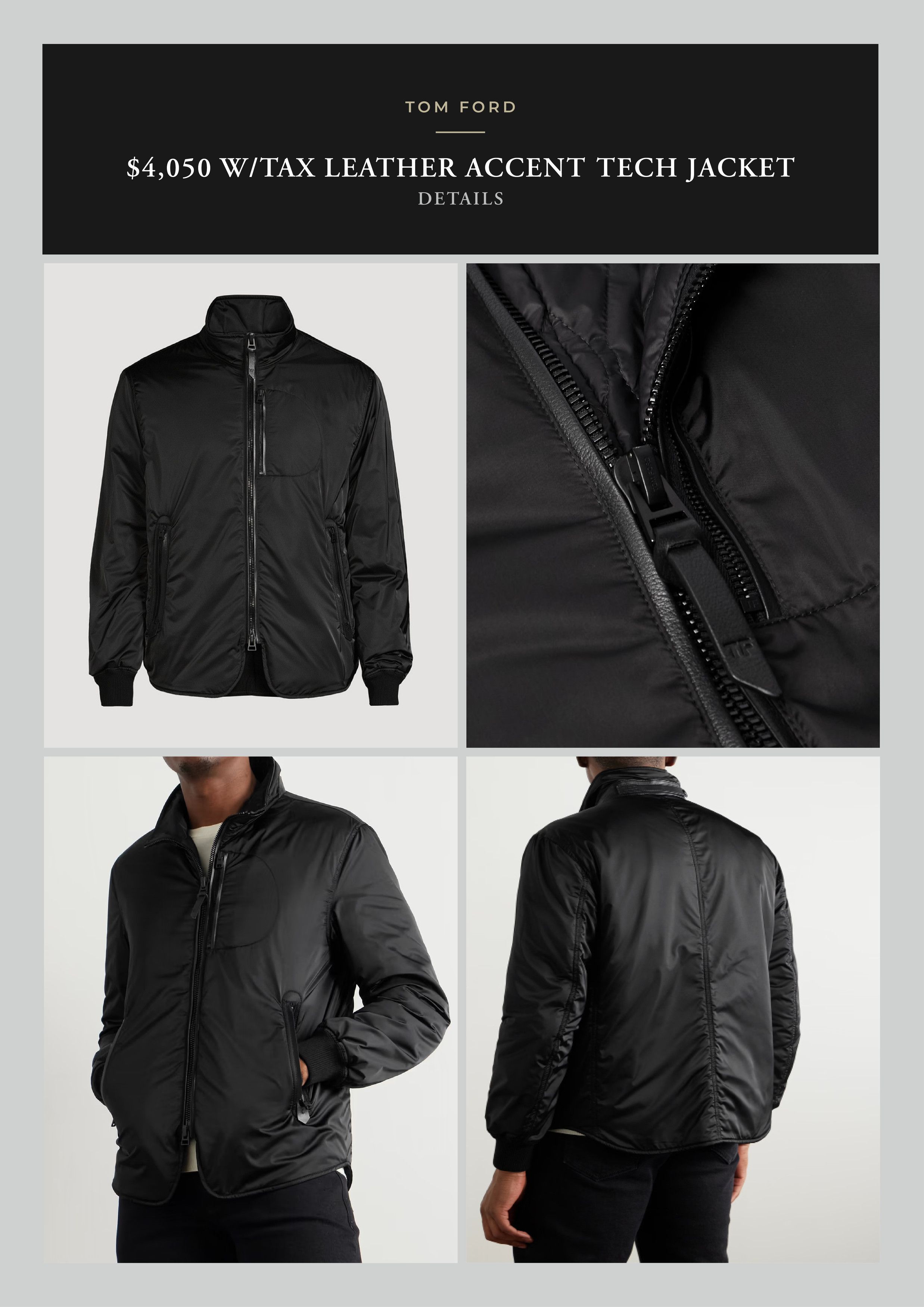 Tom Ford Best Dressed New $4,050 w/Tax Leather Accents Tech Jacket Size US L / EU 52-54 / 3 - 7 Thumbnail