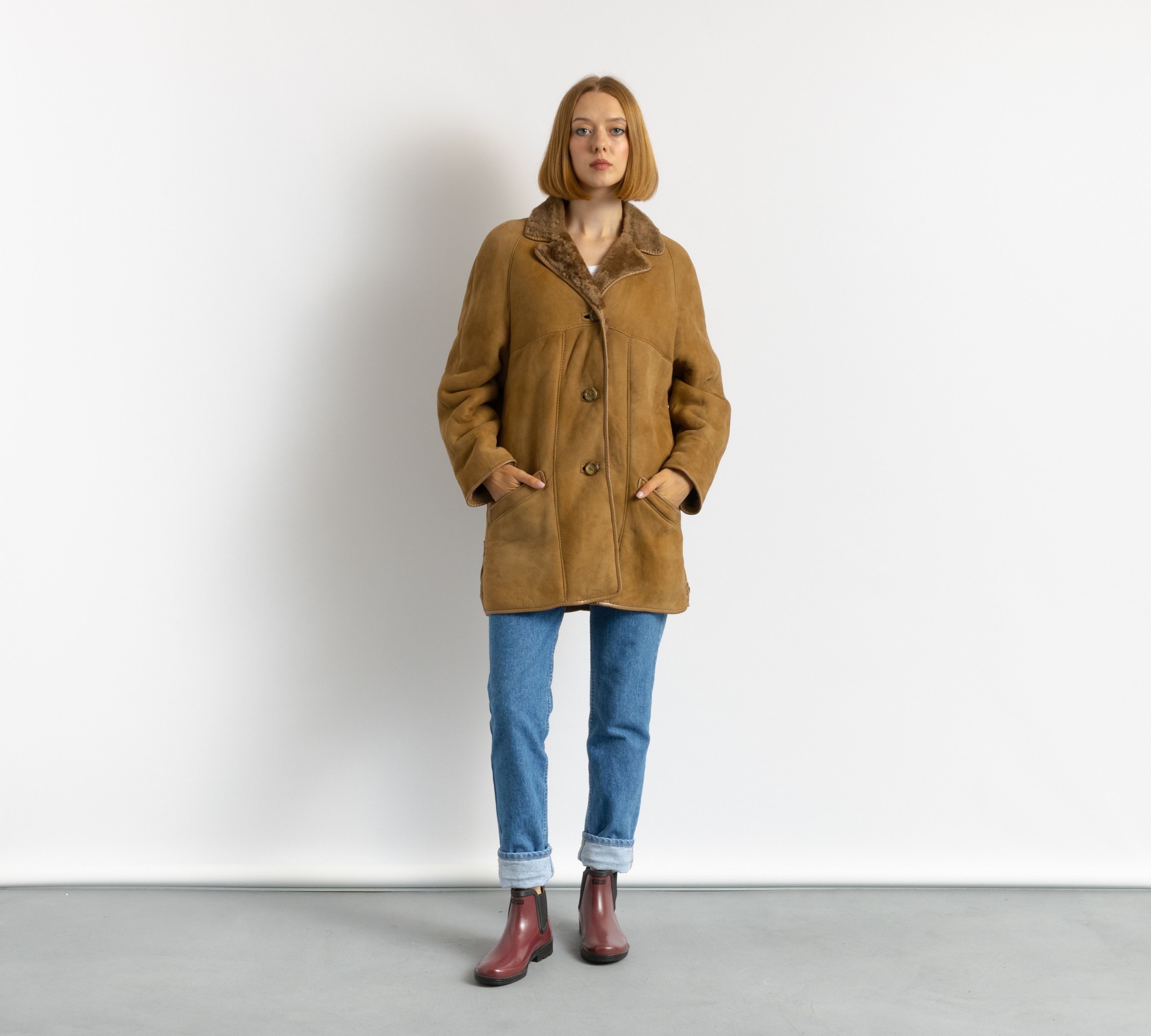 Vintage Deadstock Sheepskin Coat 70s, Shearling Size S 6121 Size S / US 4 / IT 40 - 1 Thumbnail