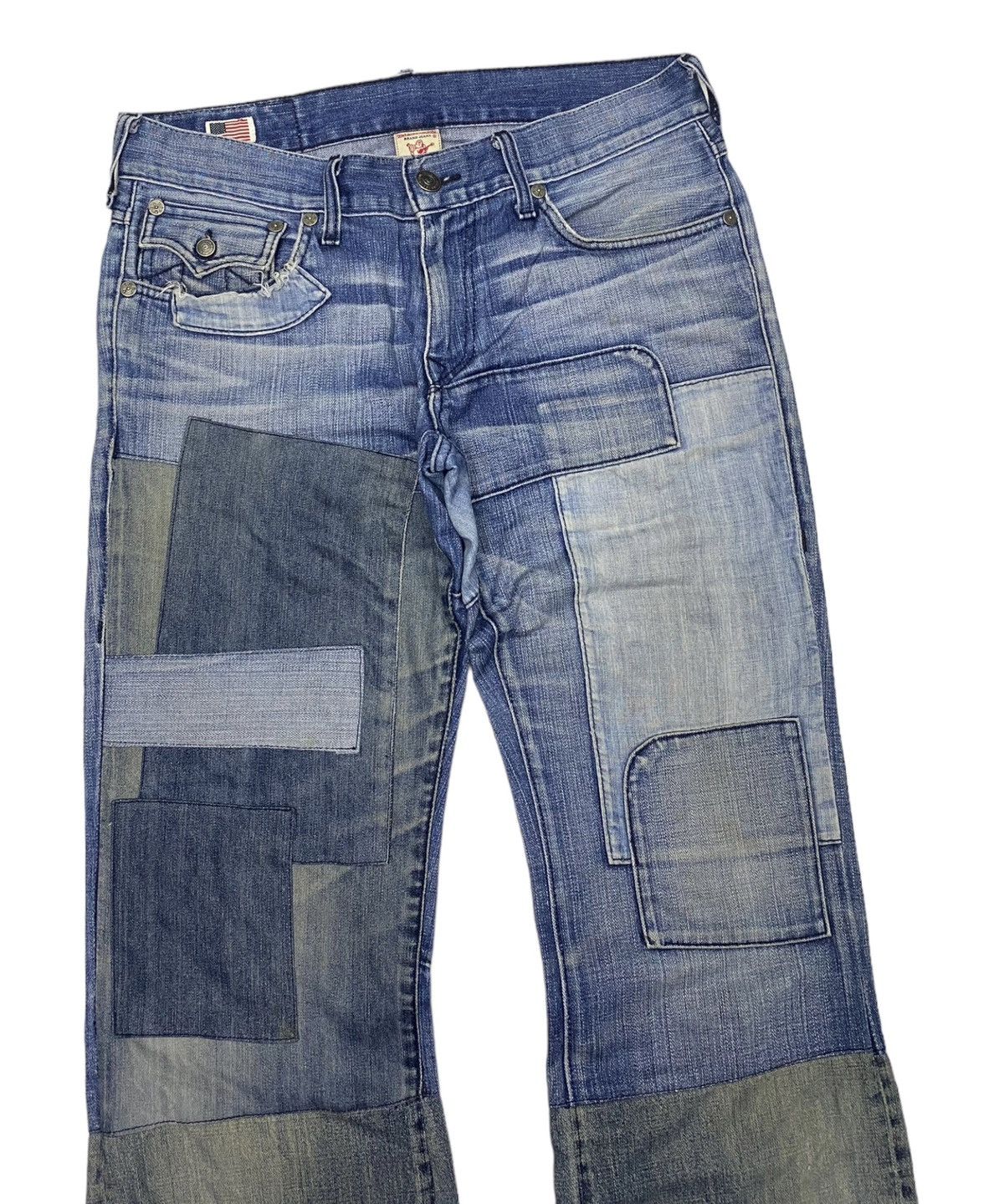True Religion GRAIL🔥TRUE RELIGION PATCHWORK DISTRESSED DENIM JEANS Size US 34 / EU 50 - 5 Thumbnail