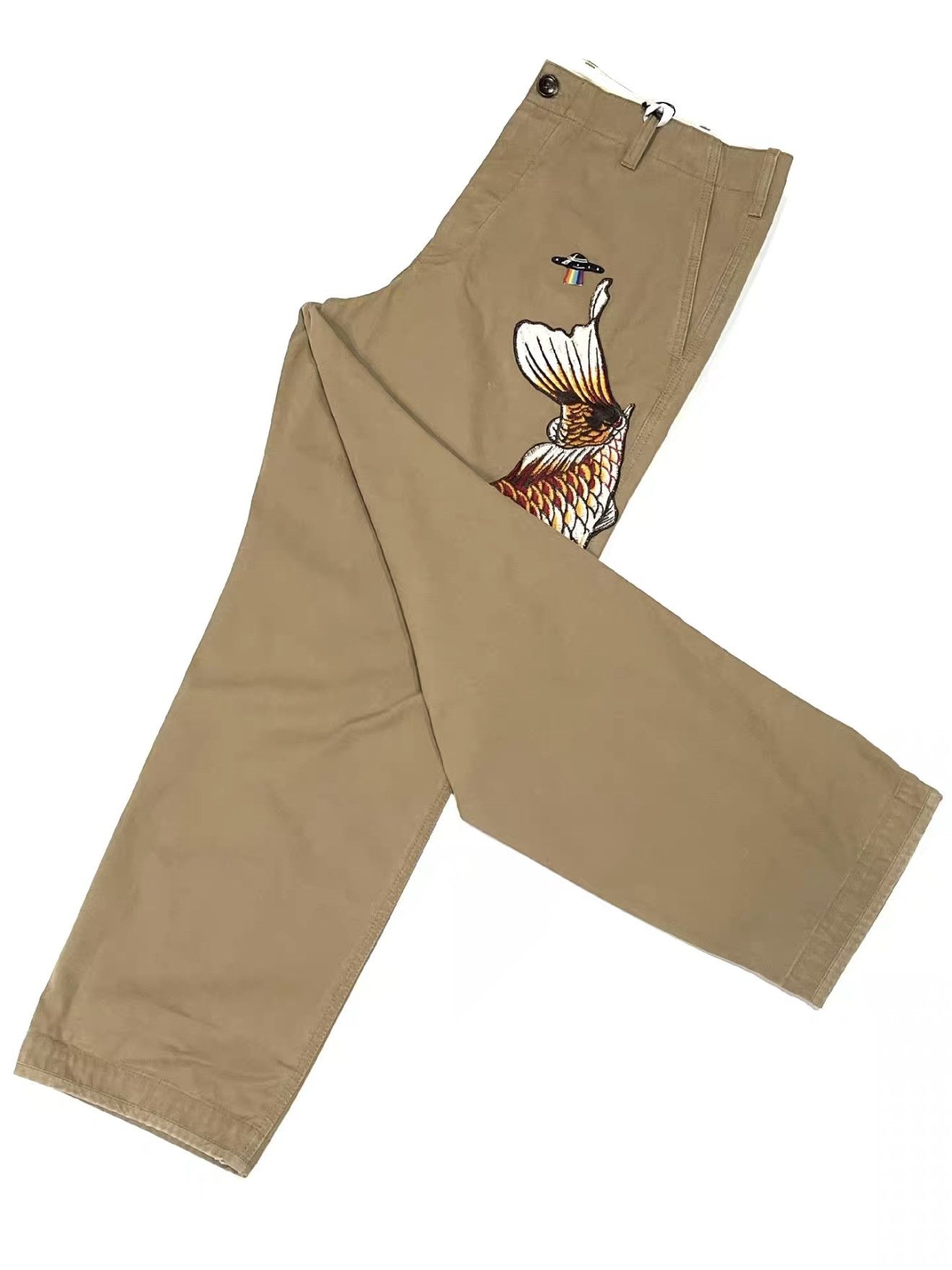 Gucci Gucci Koi Fish Embroidered Beige Trousers Size US 38 / EU 54 - 4 Thumbnail