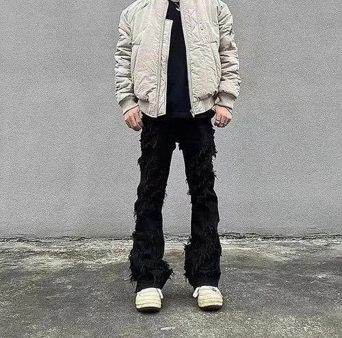 Japanese Brand × Jean Distressed Flared Black Denim Jeans Size US 32 / EU 48 - 3 Thumbnail
