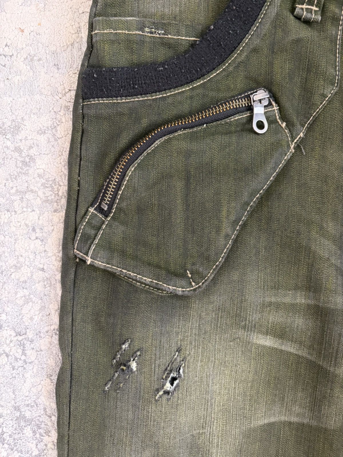 PPFM Military Green Curved Leg Bootcut Denim Size US 35 - 3 Thumbnail