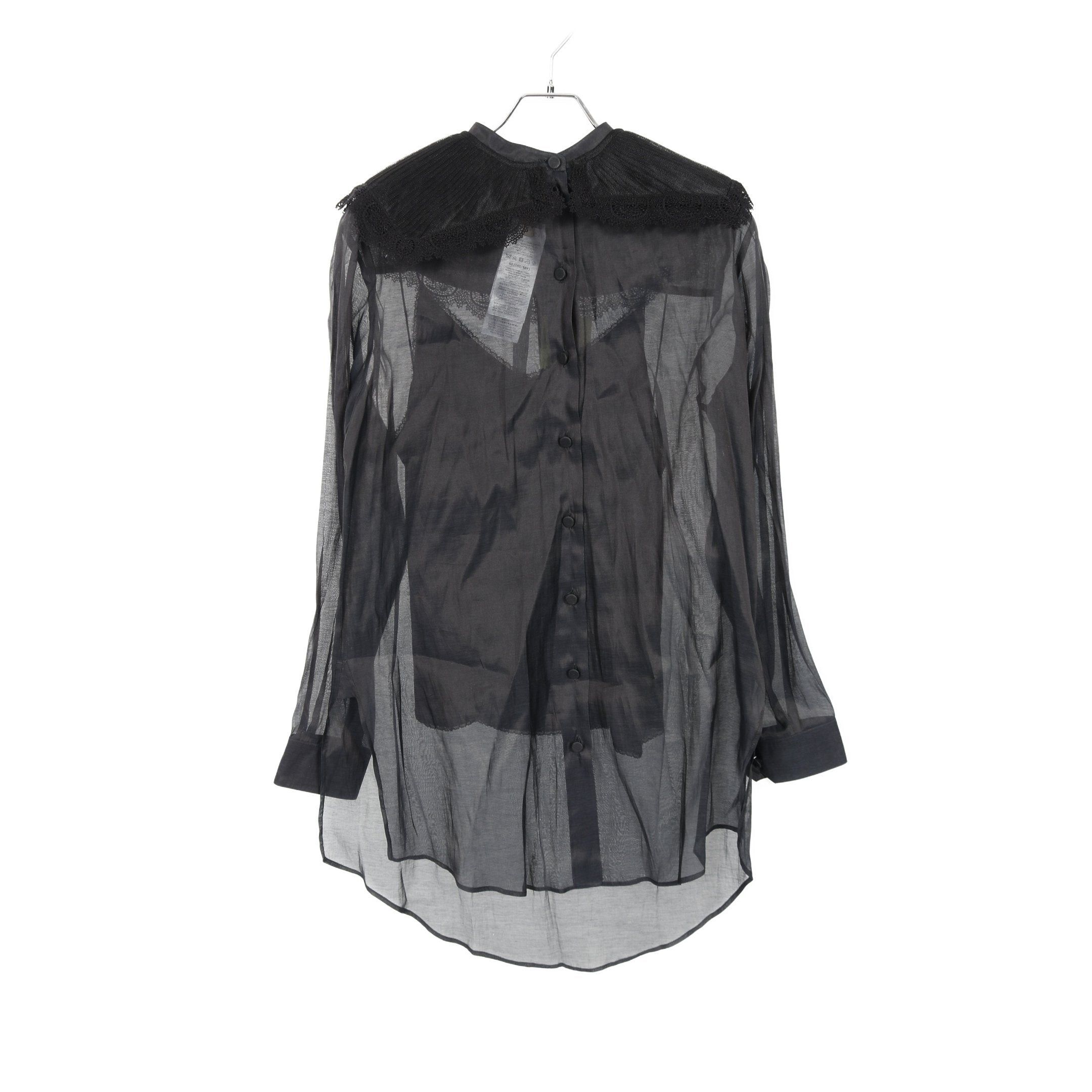 Gucci Gucci Chiffon Blouse Silk Cotton Black Size ONE SIZE - 1 Thumbnail