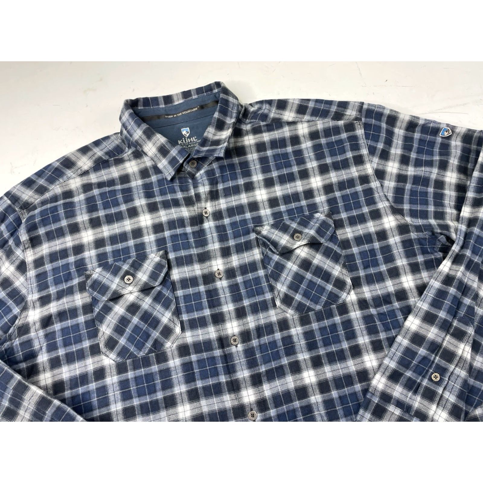 Vintage Kuhl Flannel Shirt Mens 2XL Blue Plaid Button-Up Pockets Long Sleeve Size US XXL / EU 58 / 5 - 2 Thumbnail