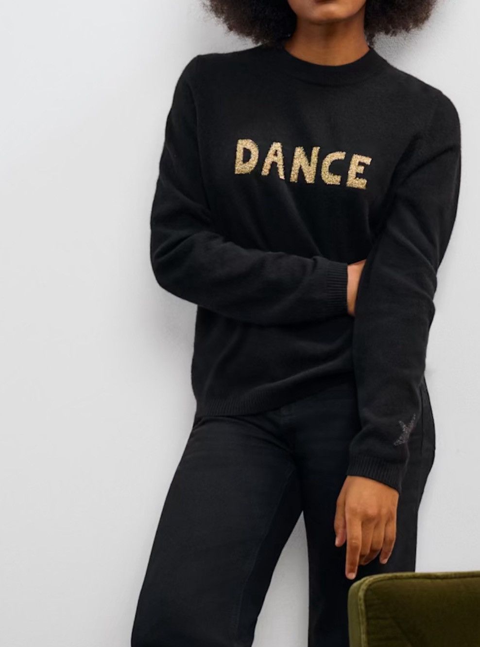 Bella Freud Dance gold/blk 100% cashmere sweater Size S / US 4 / IT 40 - 1 Thumbnail