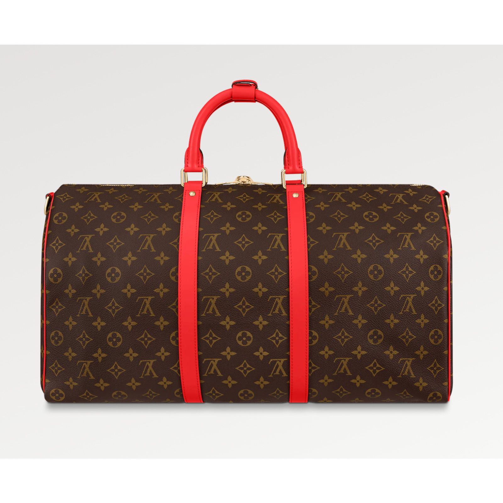 Louis Vuitton Monogram Brown Red Logo Weekend Travel Bag