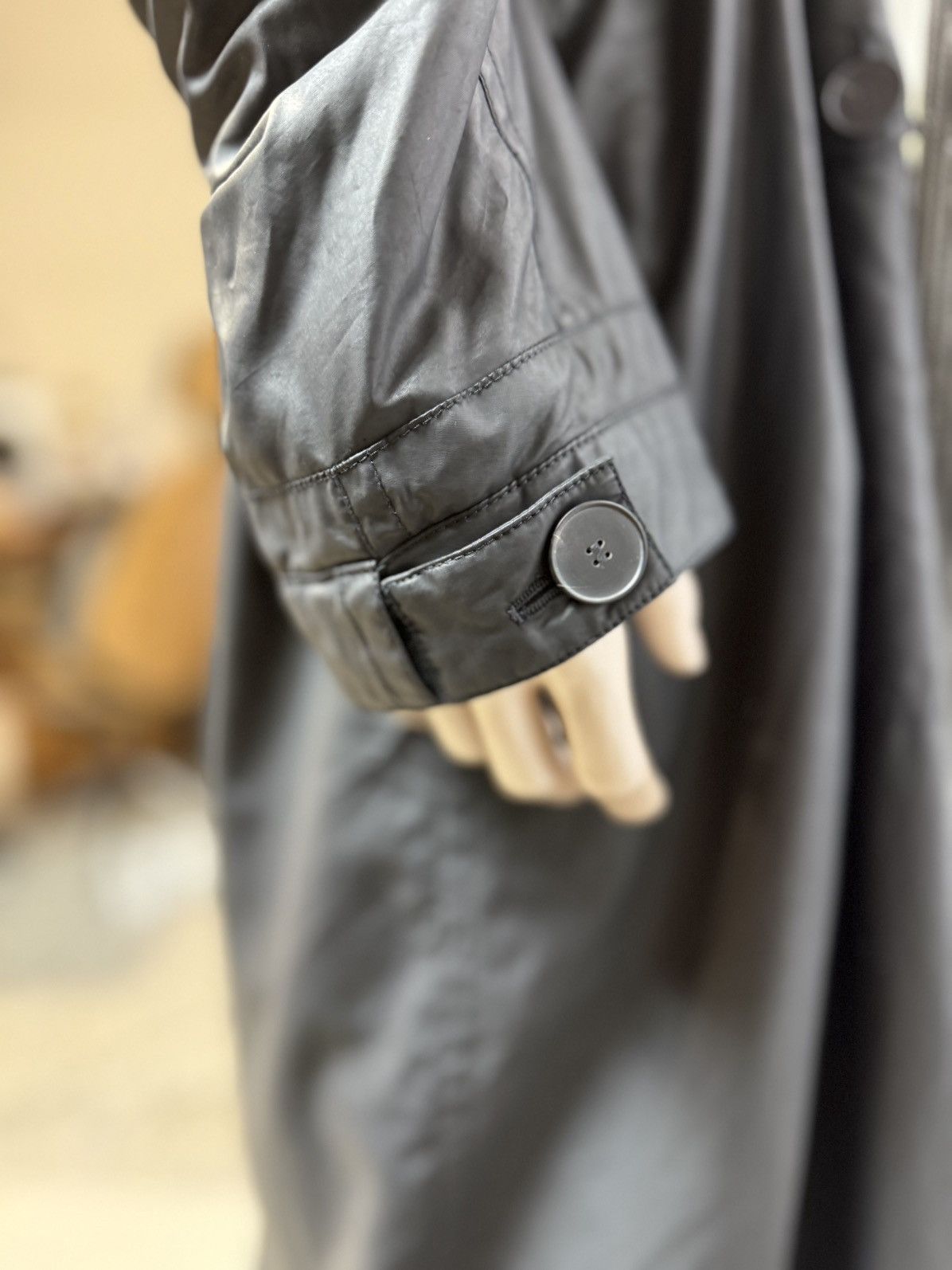 Haider Ackermann LAST DROP Waxed Black Cupro Blend Grey Belt Oversized Parka Size US M / EU 48-50 / 2 - 11 Thumbnail