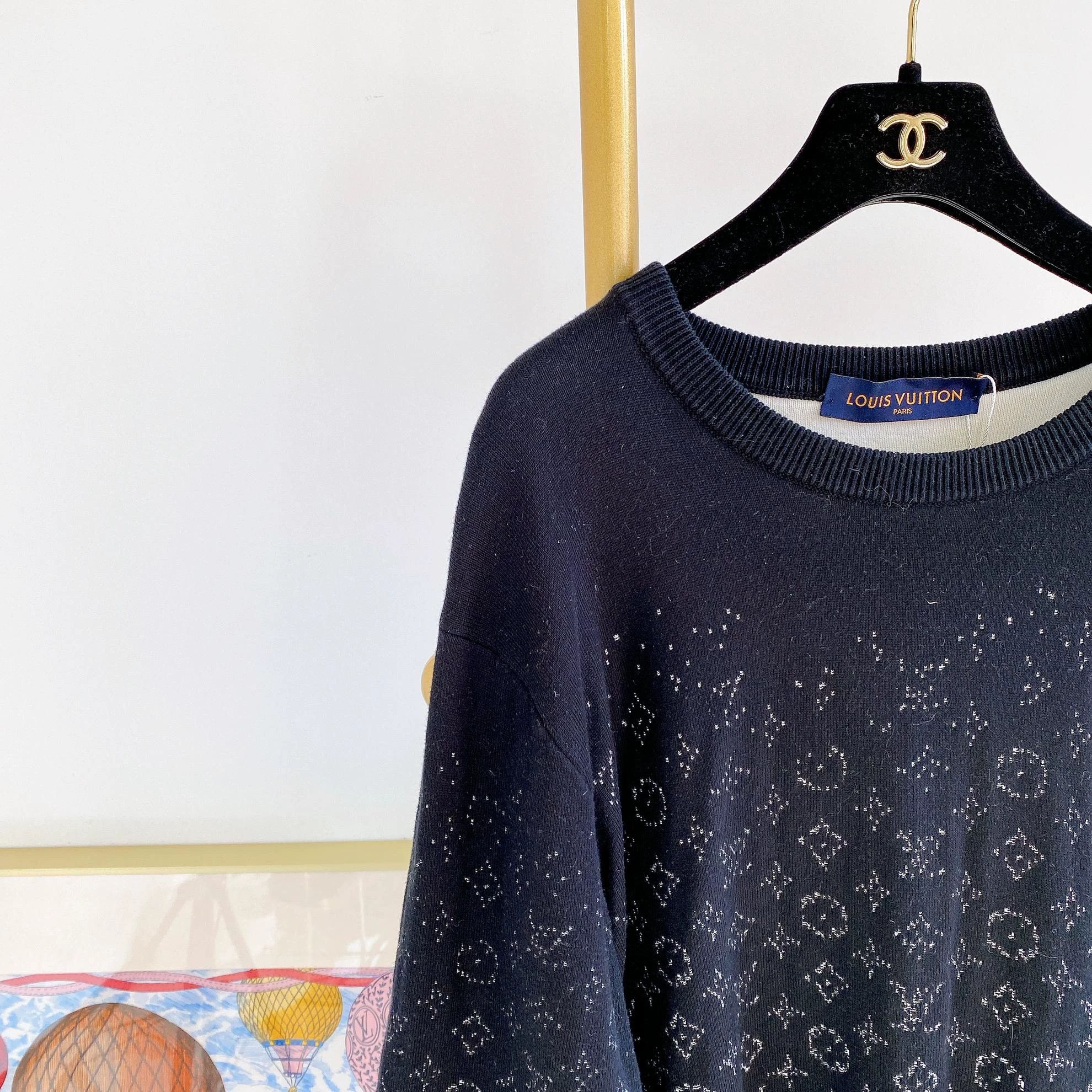 Louis Vuitton Louis Vuitton Black All Over Logo Knit Top M Size US M / EU 48-50 / 2 - 3 Thumbnail