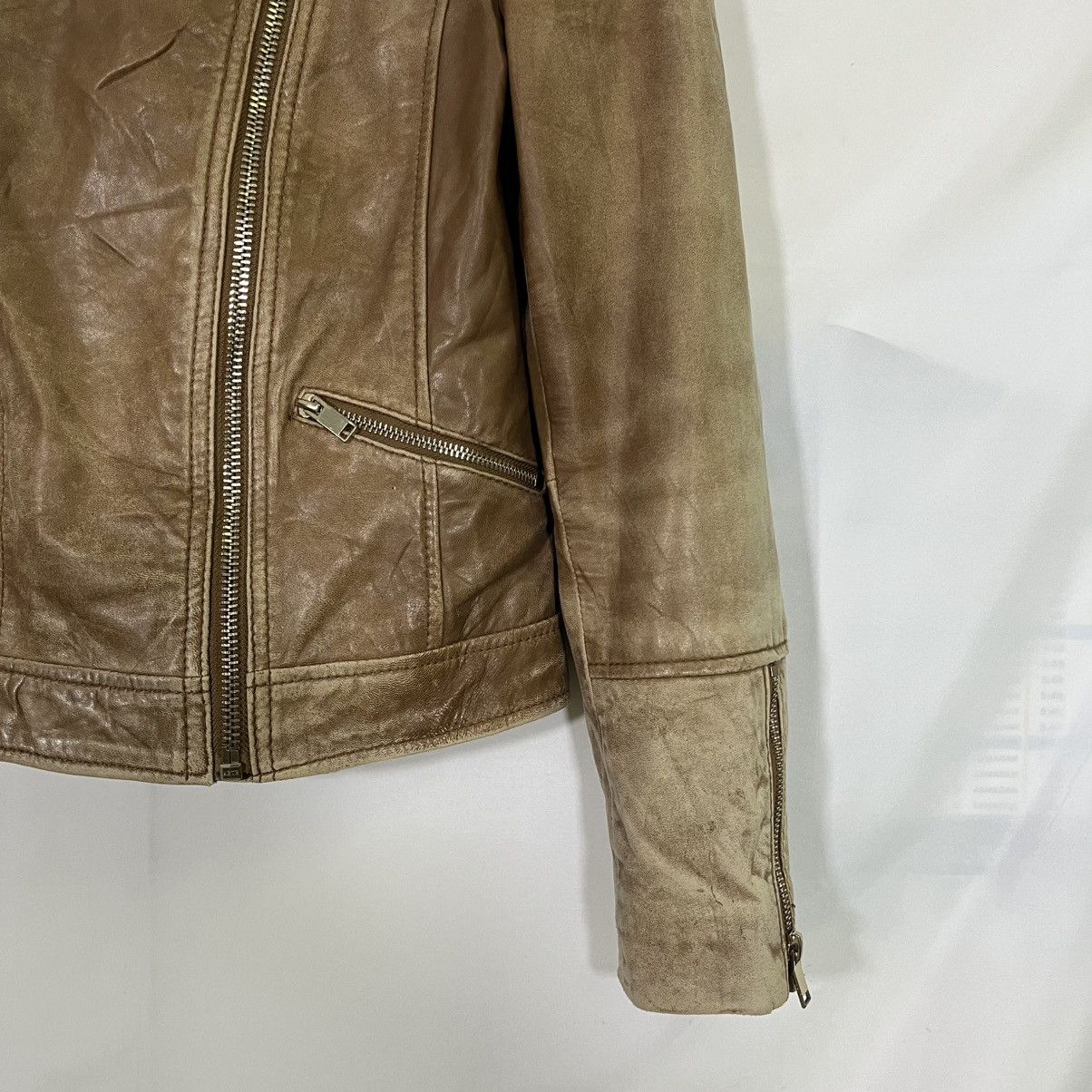 If Six Was Nine MANGO SHEEP GENUINE LEATHER DOUBLE COLLAR BIKER JACKET Size S / US 4 / IT 40 - 3 Thumbnail