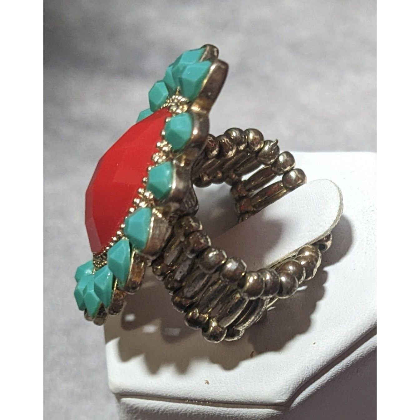Other Bohemian Blue And Red Gemmed Floral Stretch Ring Size 7 Size ONE SIZE - 3 Thumbnail