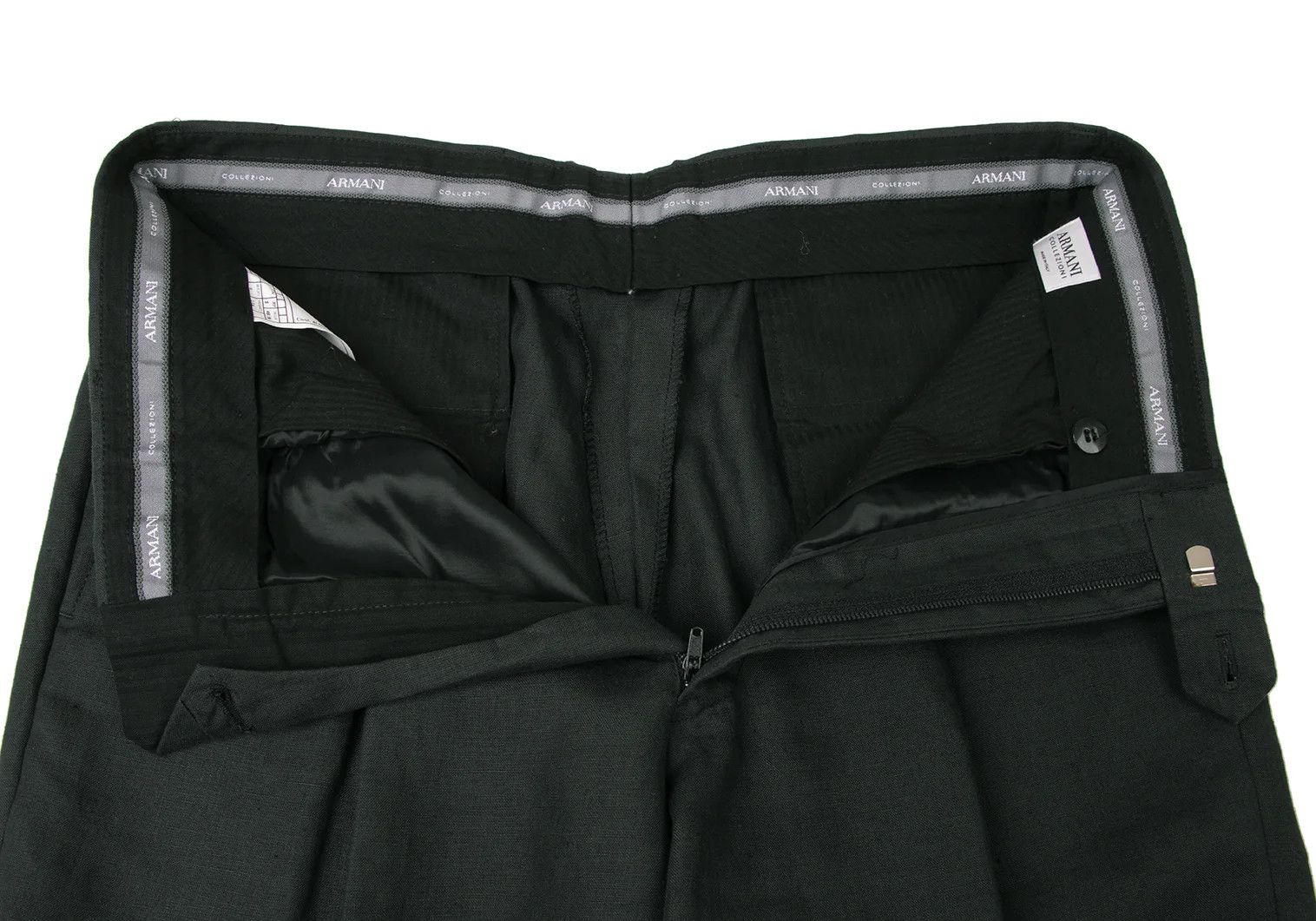 Armani Collezioni Linen Tuck Pants in Green, Size M Size US 26 / EU 42 - 6 Thumbnail
