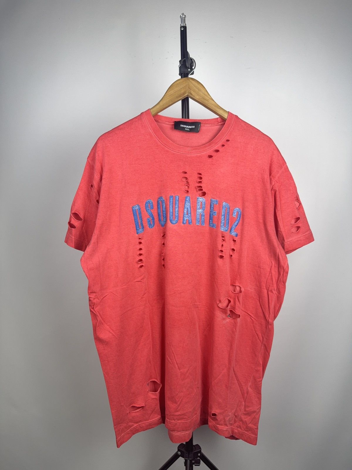 Dsquared2 Crazy ☄️ DSQUARED2 Distressed Logo T Shirt Made In Italy Size US XL / EU 56 / 4 - 1 Thumbnail