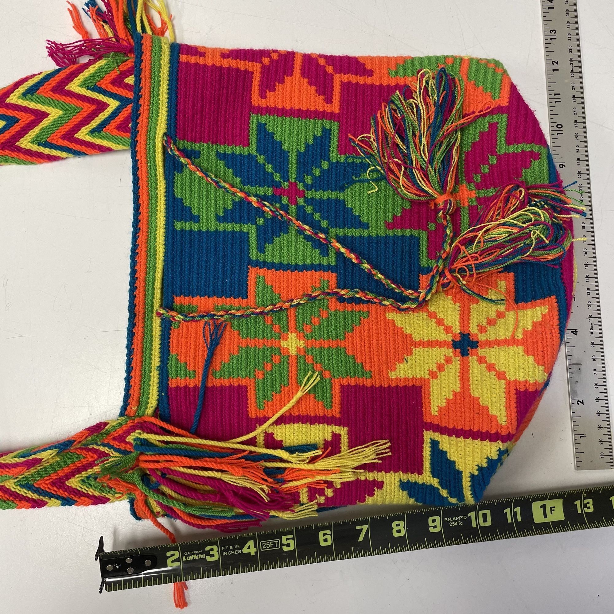 Other Vtg Wayuu Mochila NEON HandBag Hippie FLOWER POWER Purse Size ONE SIZE - 12 Thumbnail