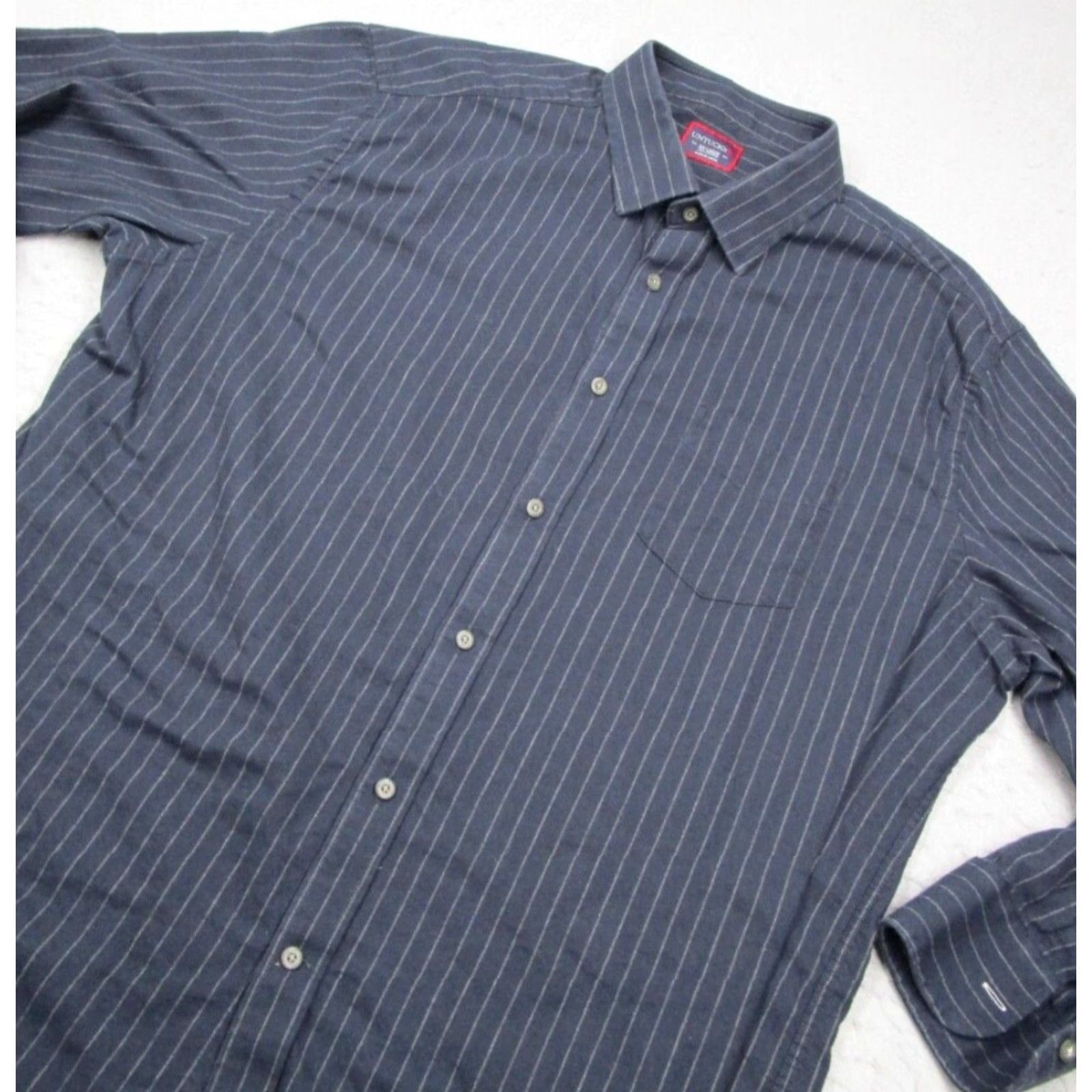 UNTUCKit VINTAGE UNTUCKit Men's Blue Pinstripe Flannel Shirt 2XL Long Sleeve Button Up Casual Classic Size US XXL / EU 58 / 5 - 2 Thumbnail