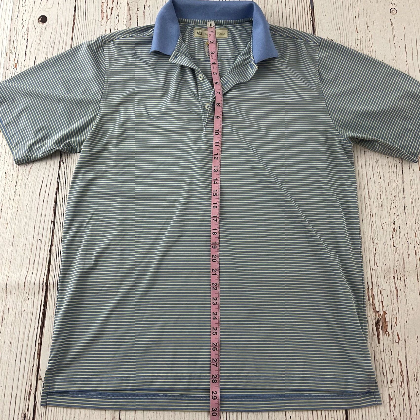 Vintage Donald Ross Striped Short Sleeve Polo Shirt Men's Large Blue Yellow Polo Shirt Mens L Blue Yellow Striped Button-Up Golf Shirt Size US L / EU 52-54 / 3 - 4 Thumbnail