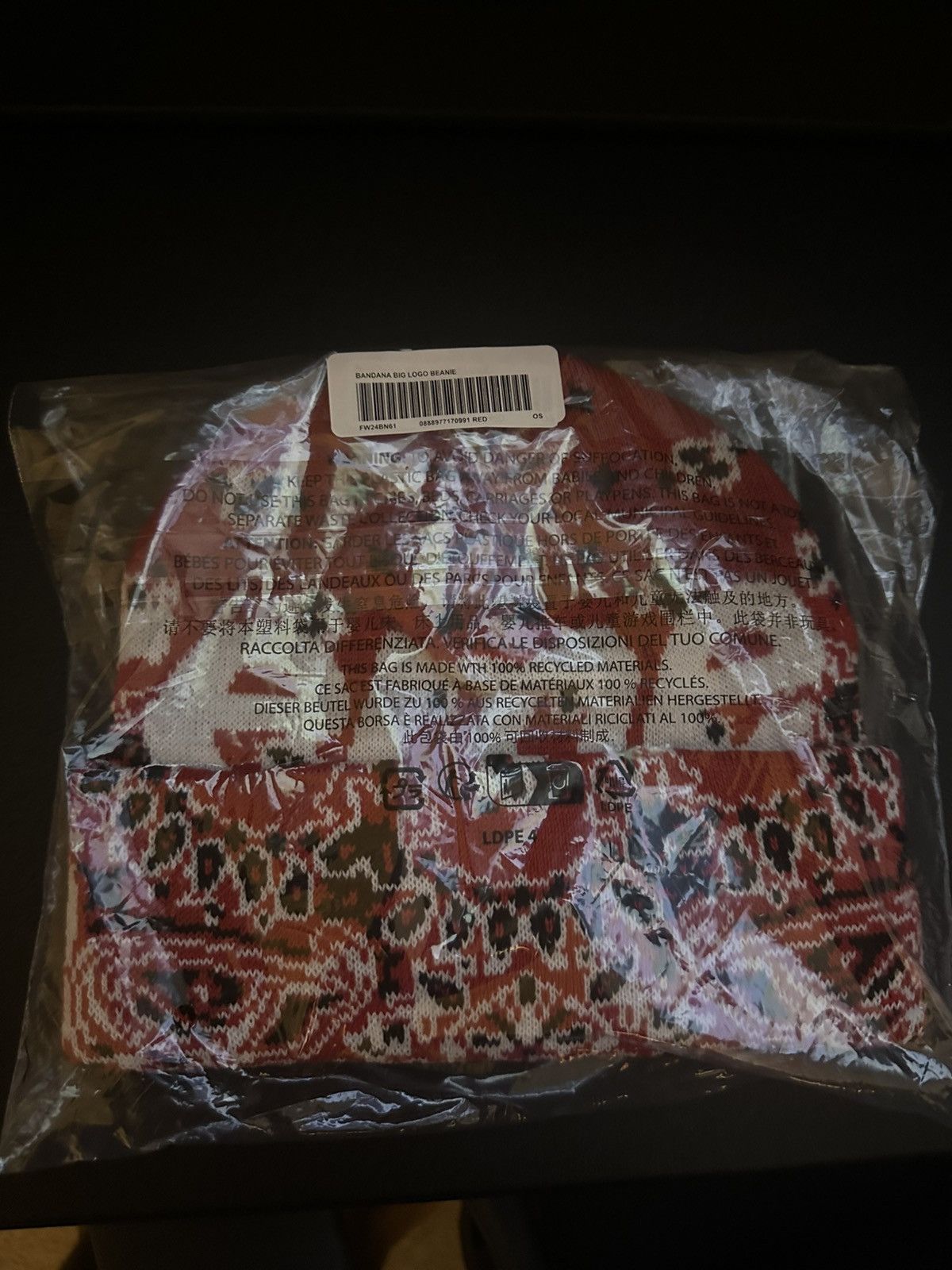 Supreme Supreme Red Bandana Big Logo Beanie Size ONE SIZE - 2 Thumbnail