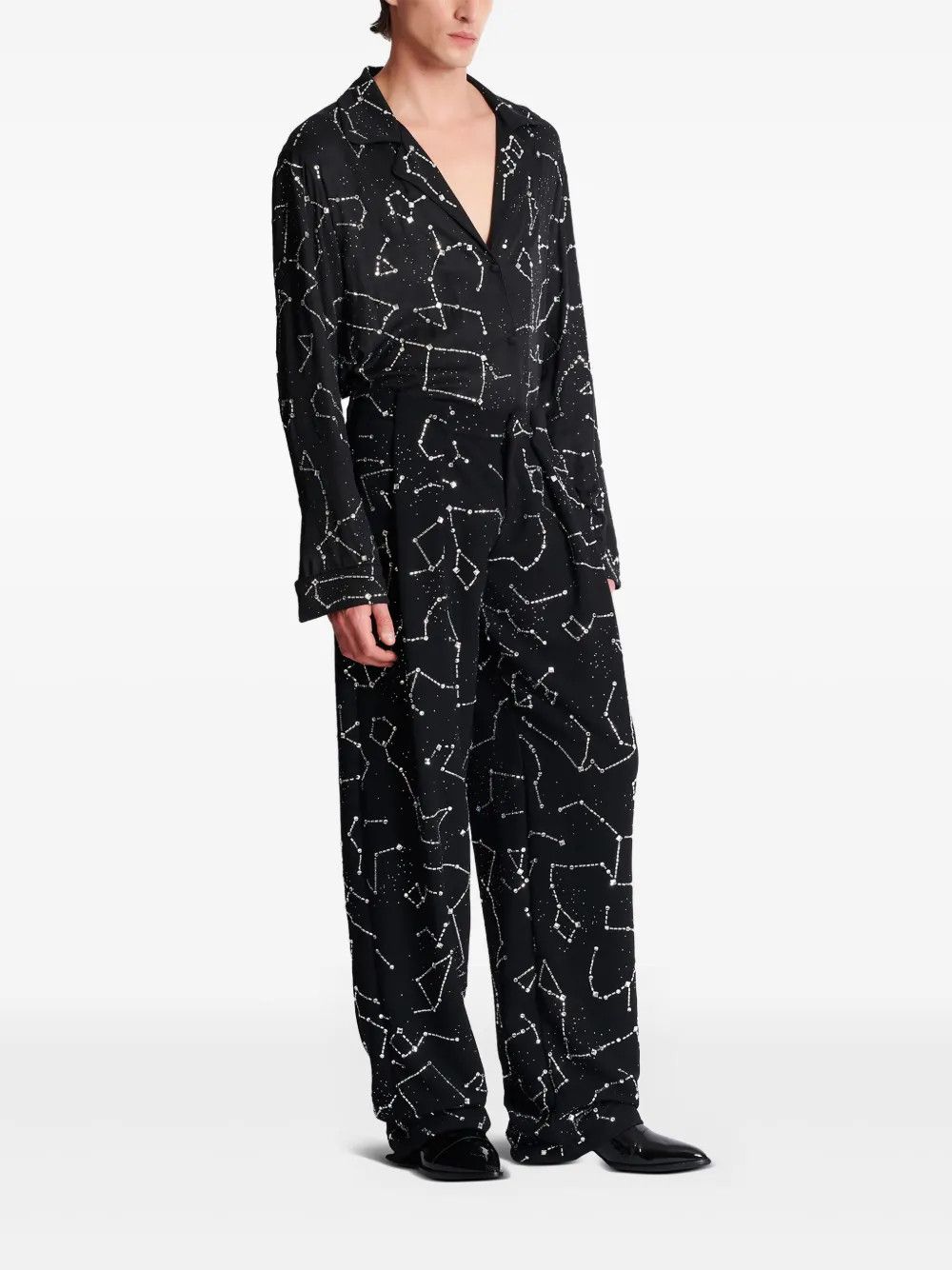 Balmain o1s1wg110126 Constellation Embroidered Trousers in Black Size US 32 / EU 48 - 2 Thumbnail