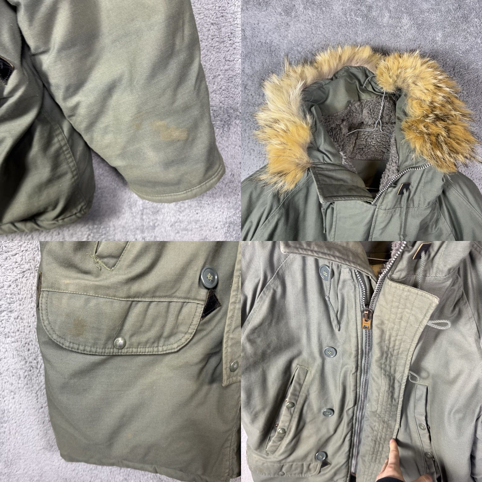 Vintage VINTAGE Spiewak N-3B Parka Mens L Fur Hood Green Chest 50 Insulation Polyester Winter Weathergear Windproof Pockets Size US L / EU 52-54 / 3 - 8 Thumbnail