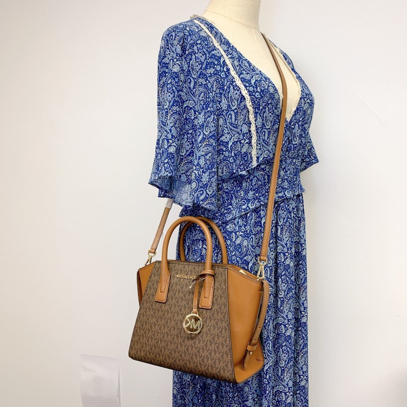 Michael Kors MICHAEL KORS 35F1G4VM2B AVRIL SM LOGO TOP-ZIP SATCHEL BROWN Size ONE SIZE - 8 Thumbnail