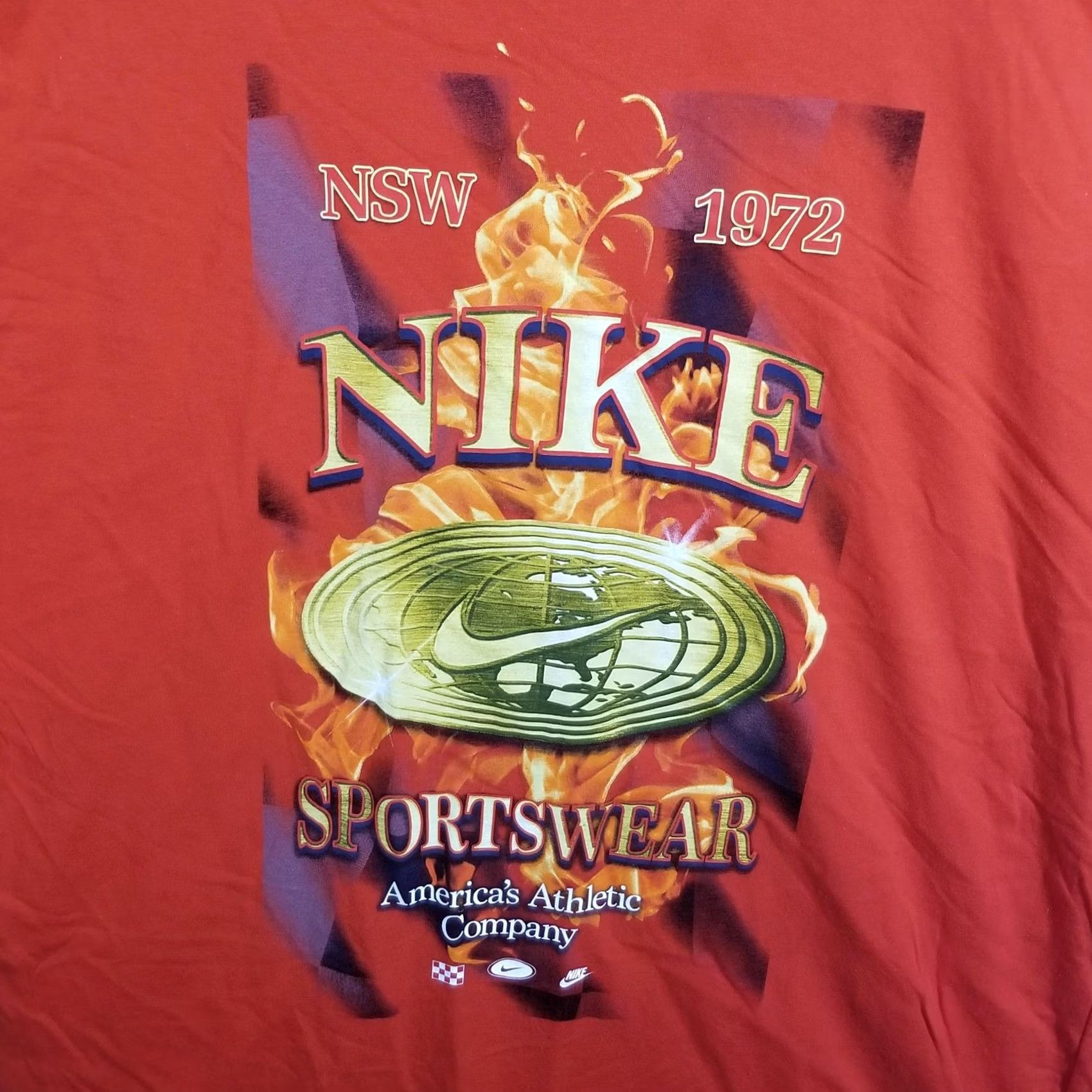 Nike Nike Shirt Mens L Red NSW 1972 Sportswear Graphic Tee Flame Cotton Size US L / EU 52-54 / 3 - 2 Thumbnail