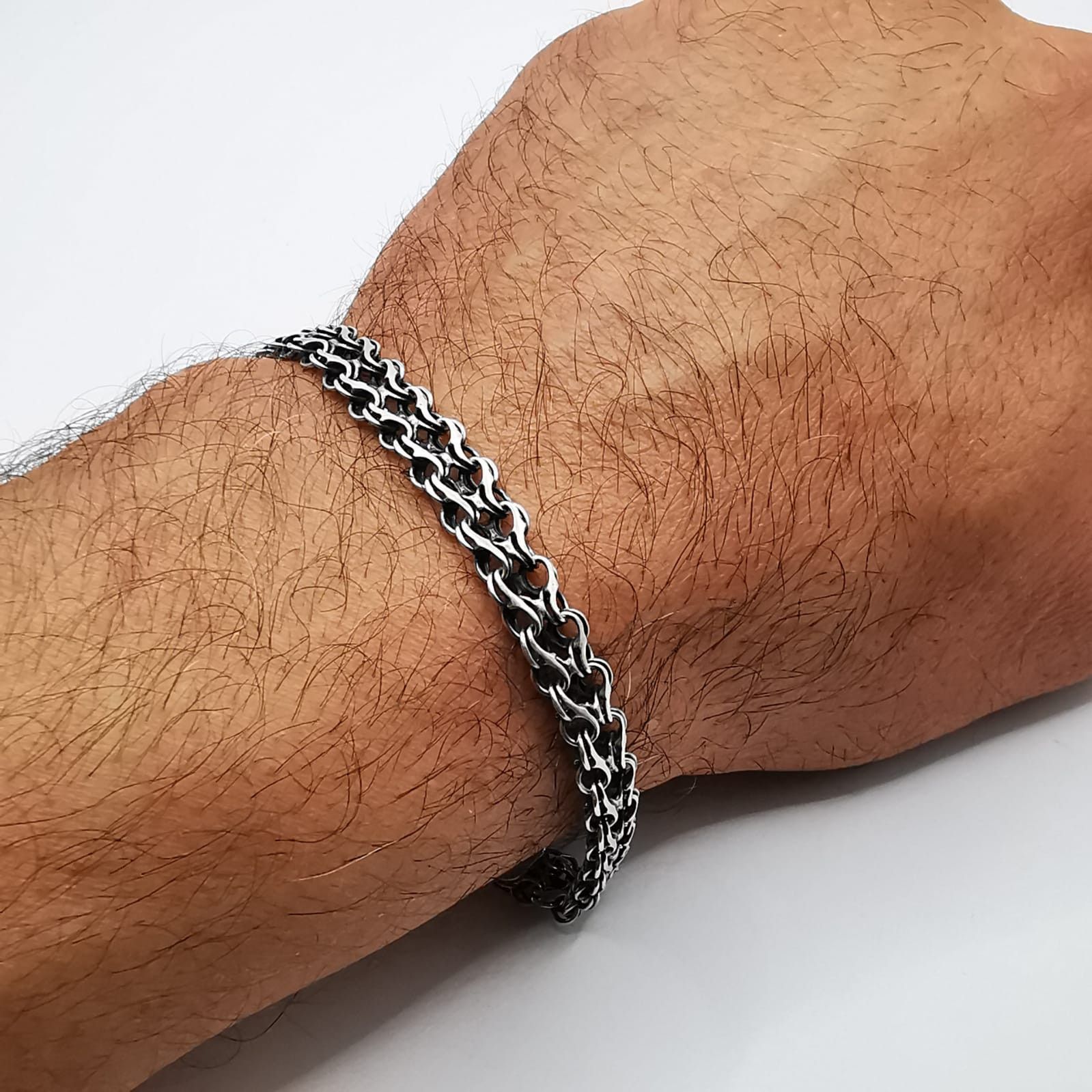 Sterling Silver Vintage Men's Bracelet Jewelry, 925 Sterling Silver 13,34g Size ONE SIZE - 3 Thumbnail
