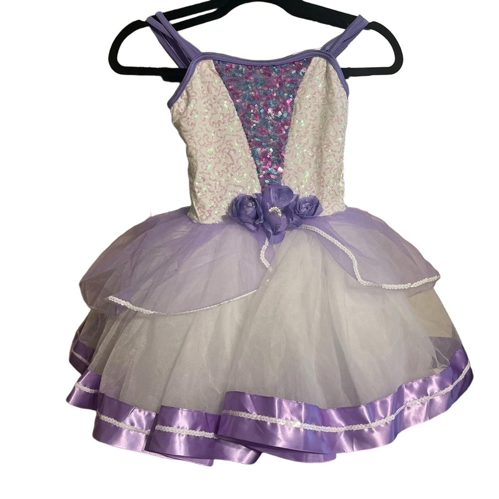 Stuart Weitzman WEISSMAN Kids 7/8 IC Purple Sequin Lyrical Dance Costume Size ONE SIZE - 2 Thumbnail