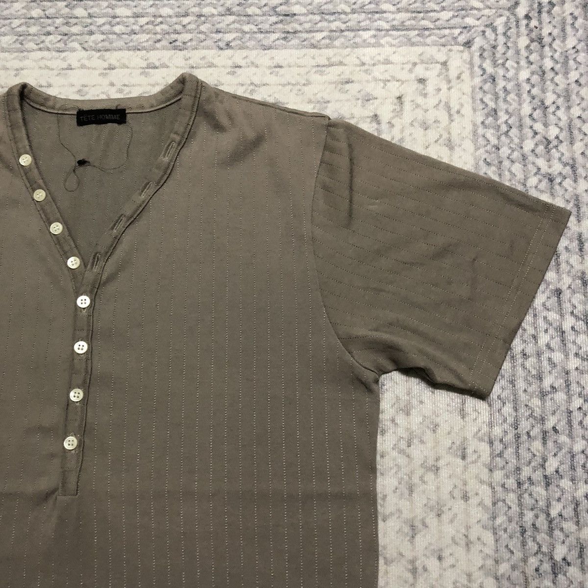 Issey Miyake Rare Vintage Tete Homme Henley Neck Tees Size US XXS / EU 40 - 3 Thumbnail