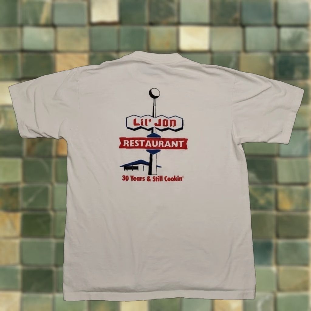 Vintage VINTAGE Lil' Jon Restaurant T-Shirt Power Pro Oneita White 30 Years Mens L USA Size US L / EU 52-54 / 3 - 1 Thumbnail