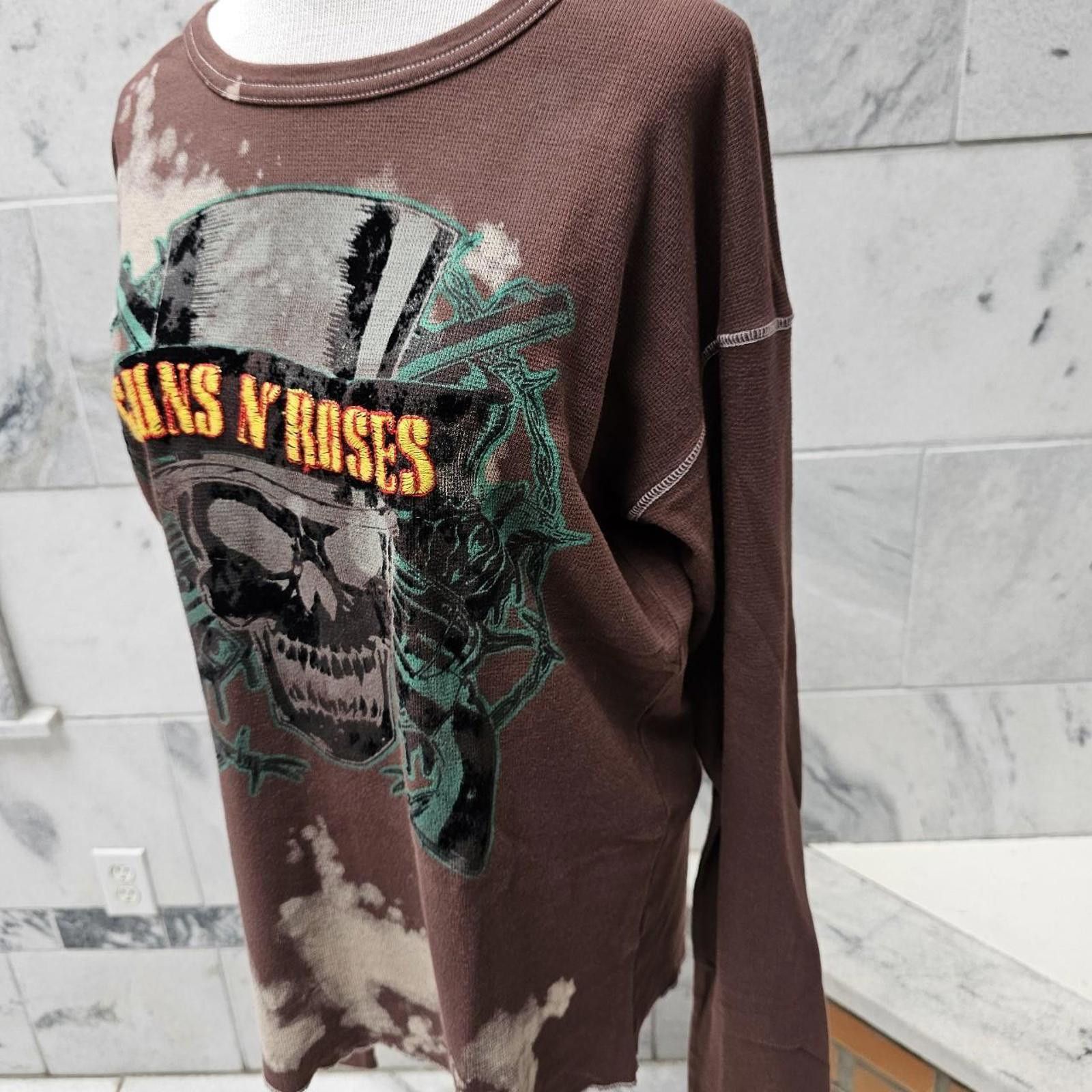 Other Men's Brown Graphic Guns N' Roses Rock and Roll Band Shirt Size US XL / EU 56 / 4 - 4 Thumbnail