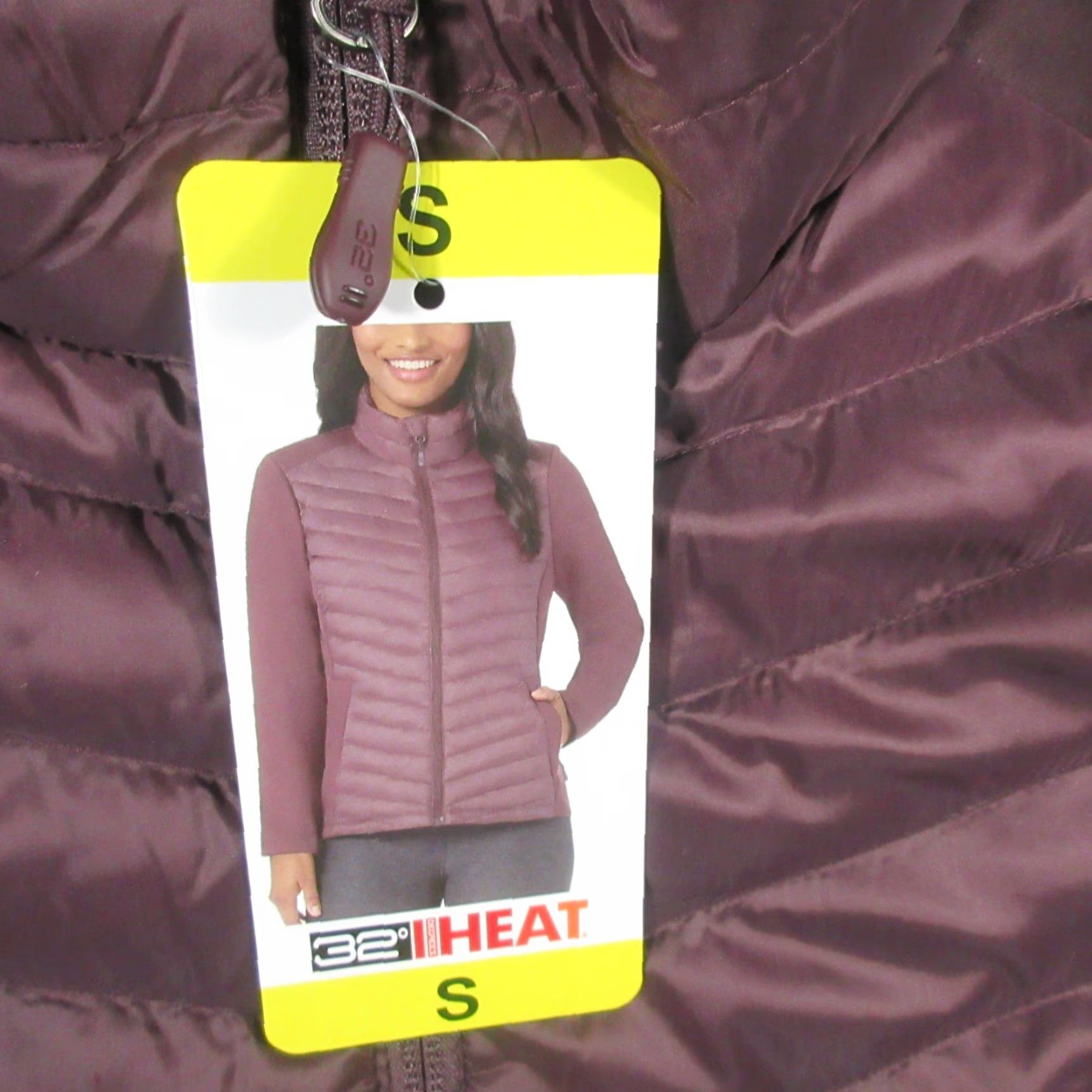 Vintage 32 Degrees Heat Puffer Jacket Women S Burgundy Mixed Media Packable NEW NWT Jacket Size S / US 4 / IT 40 - 4 Thumbnail