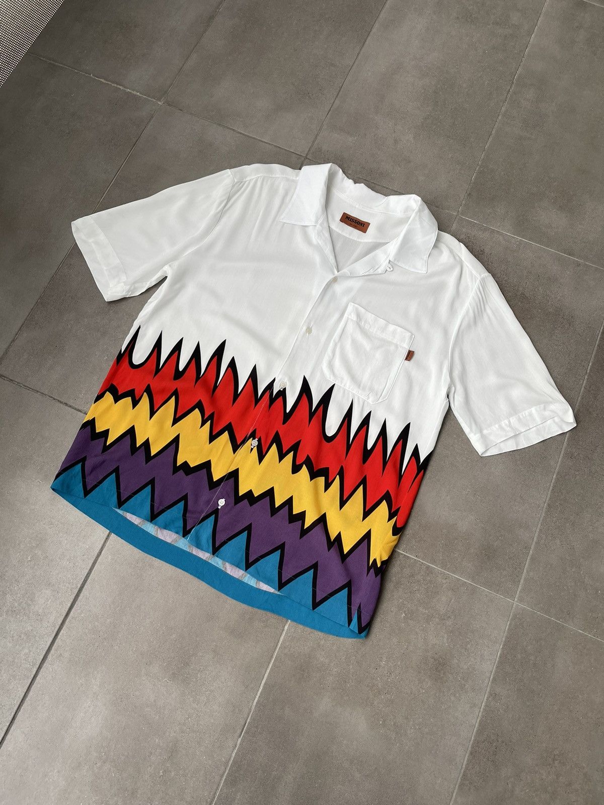 Missoni !DS! FW21 Missoni Bowling Zigzag White Shirt Size US L / EU 52-54 / 3 - 5 Thumbnail