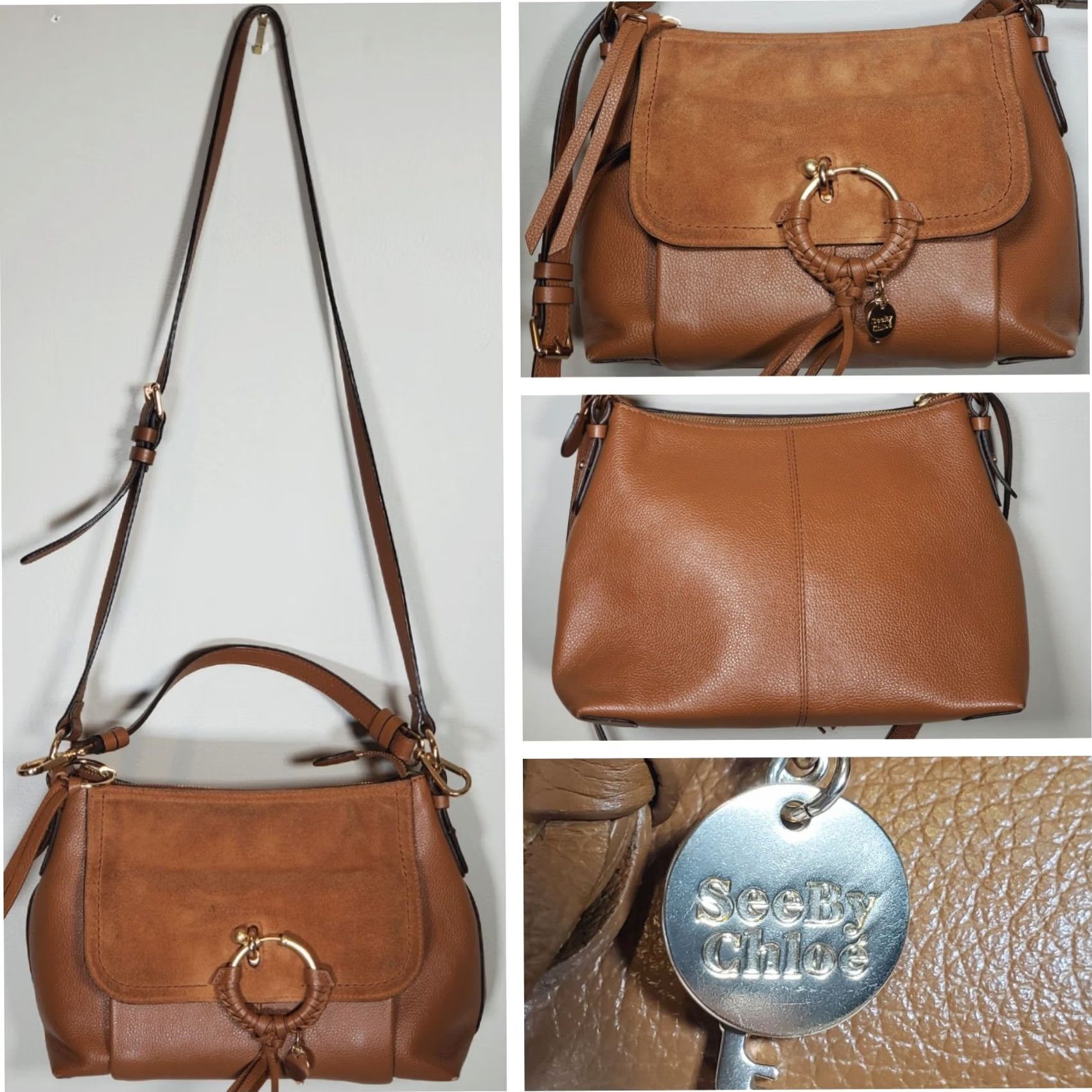 Vintage Chloé Bag Womens Small See Joan Leather Suede Crossbody Caramello Brown Charms Size ONE SIZE - 2 Thumbnail