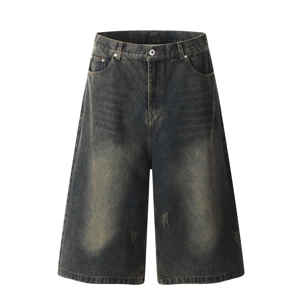Japanese Brand × Jean American retro men's distressed washed loose denim shorts Size US 32 / EU 48 - 1 Thumbnail